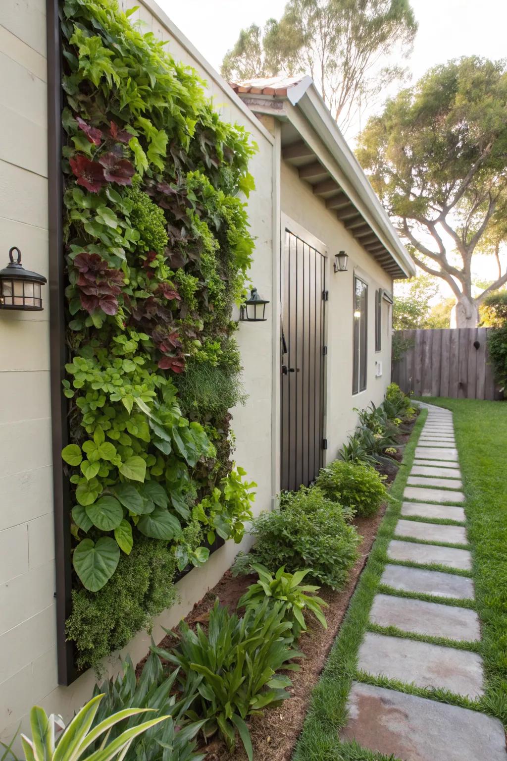 Vertical gardening maximizing space and greenery.