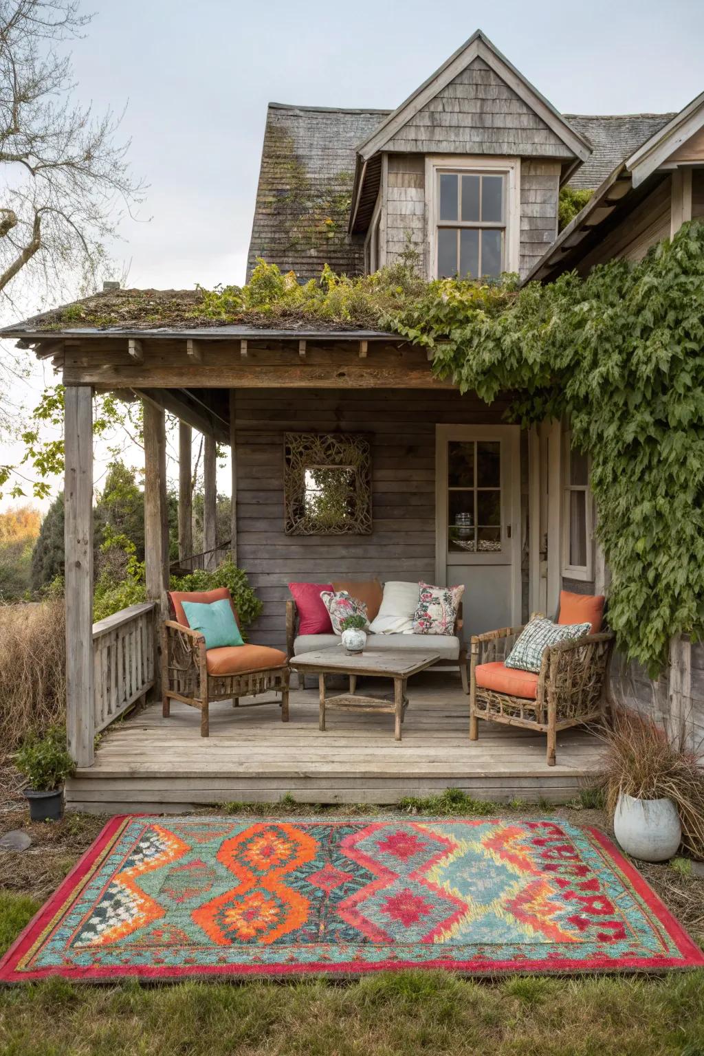 Outdoor rugs add color and personality.