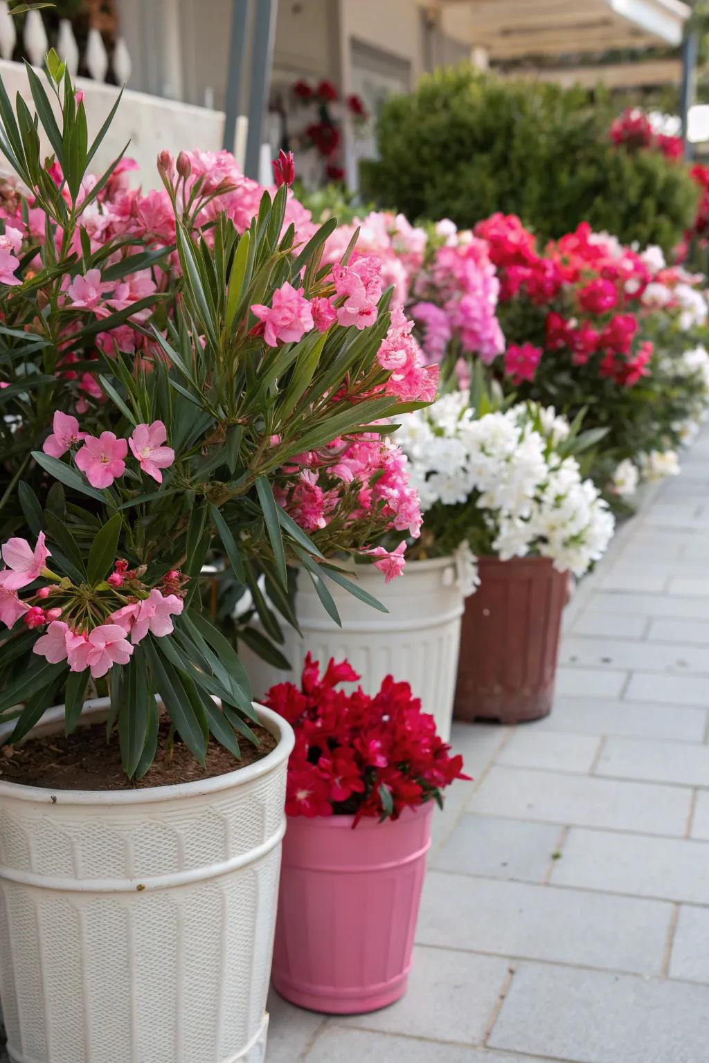 Refresh your garden with seasonal oleander containers.