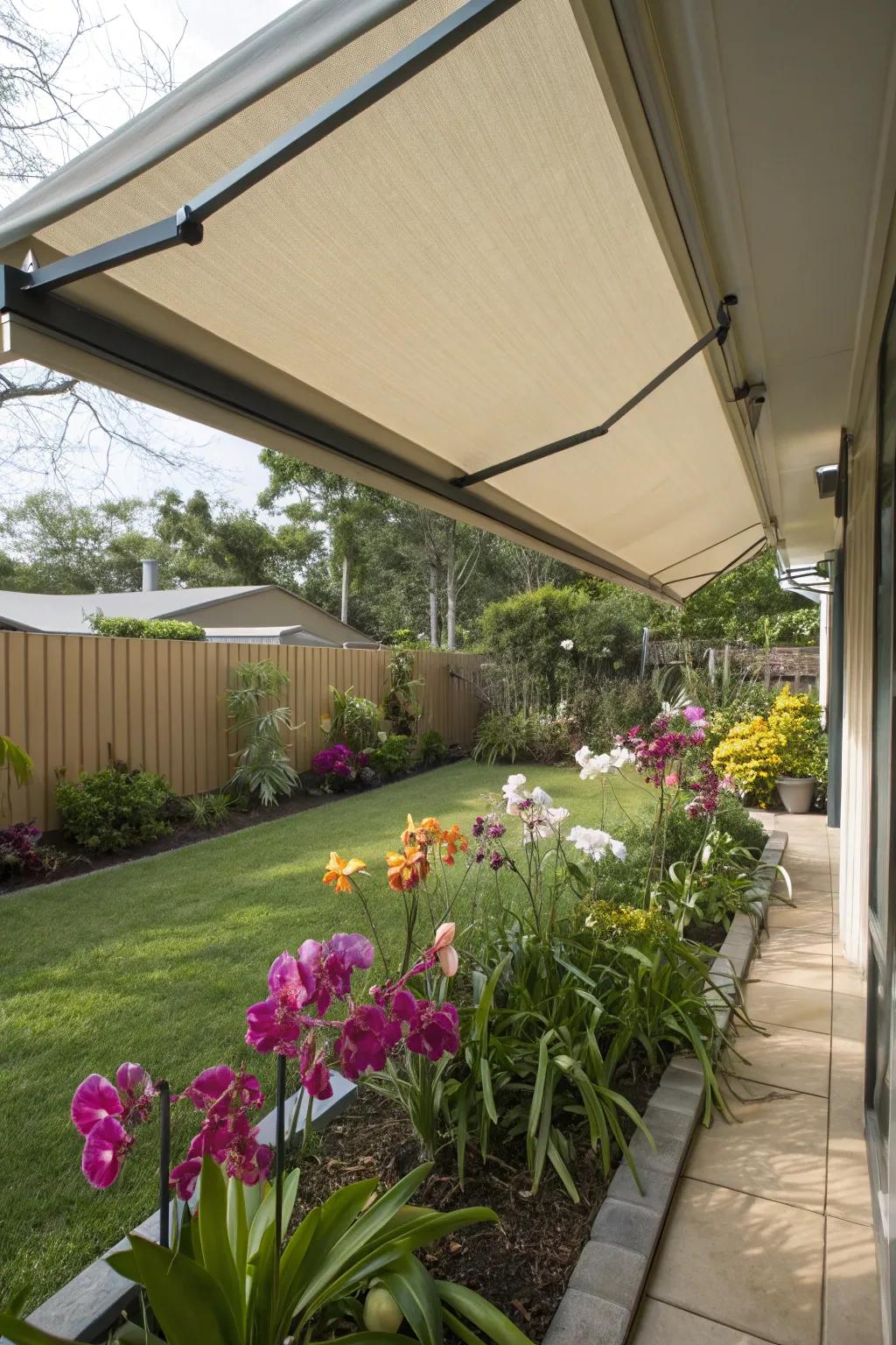 A retractable shade system offering adjustable light control for orchids.