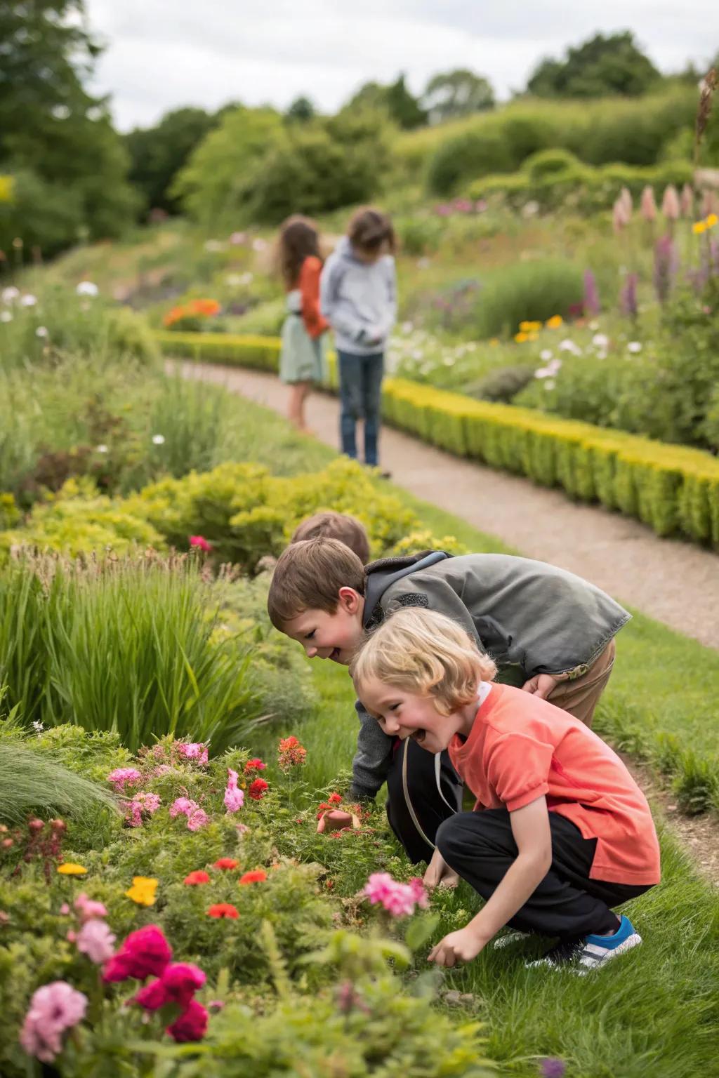 A garden treasure hunt adds excitement and exploration to the party.