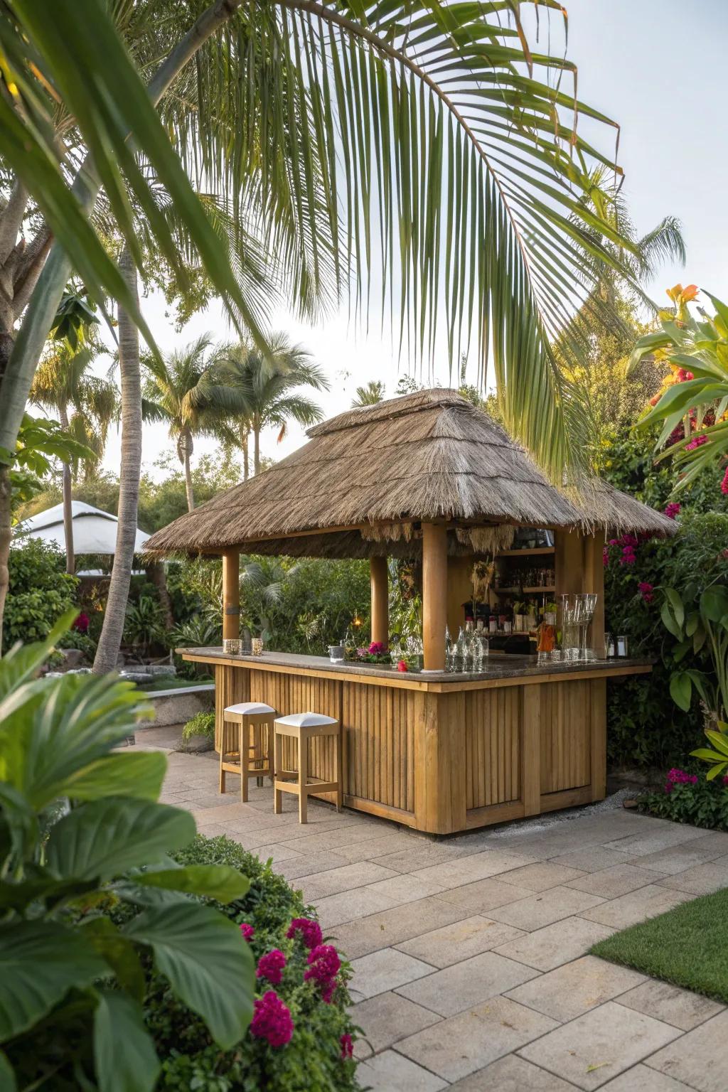Transport your backyard to the tropics with a tiki bar.