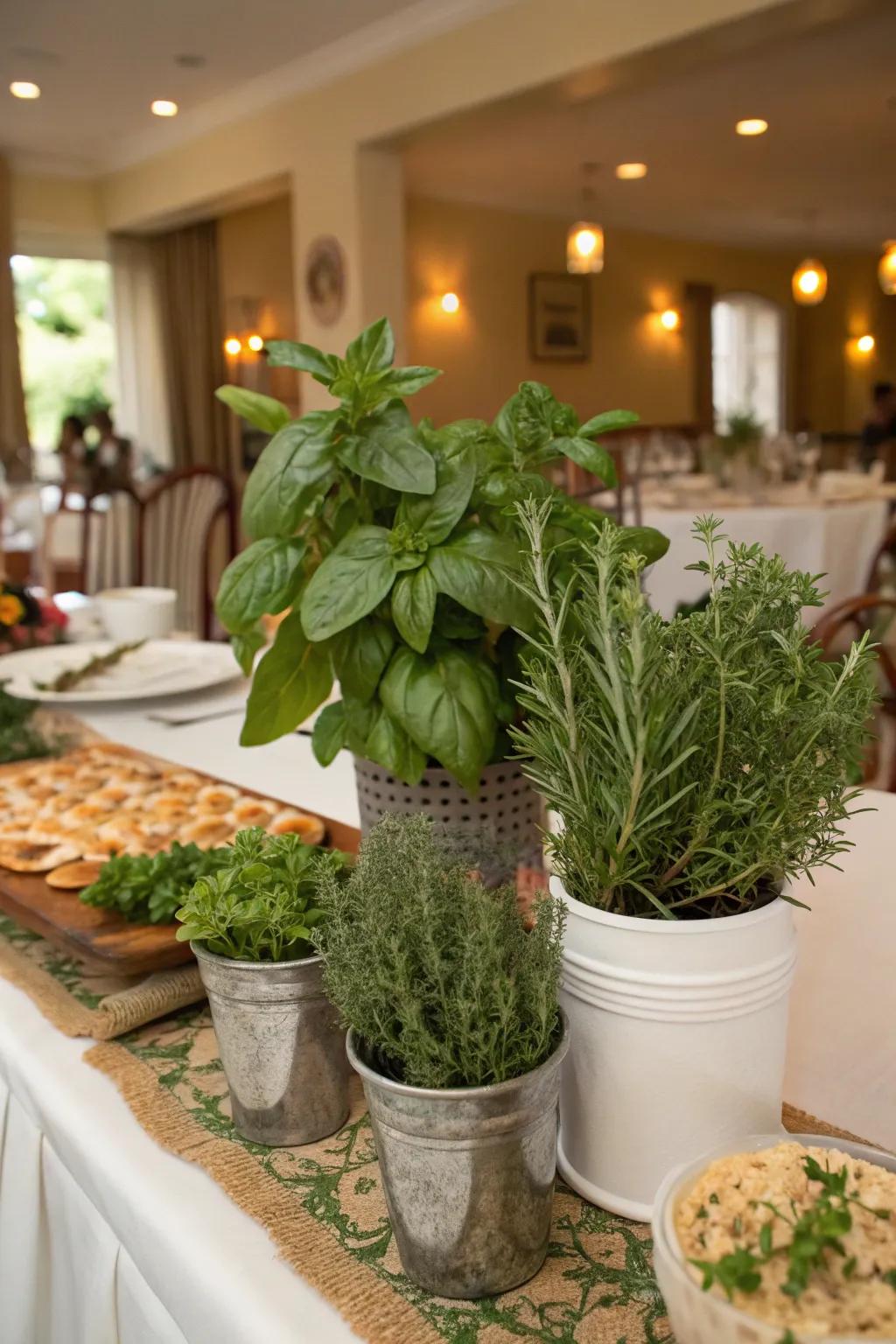 Herb centerpieces provide both beauty and functionality