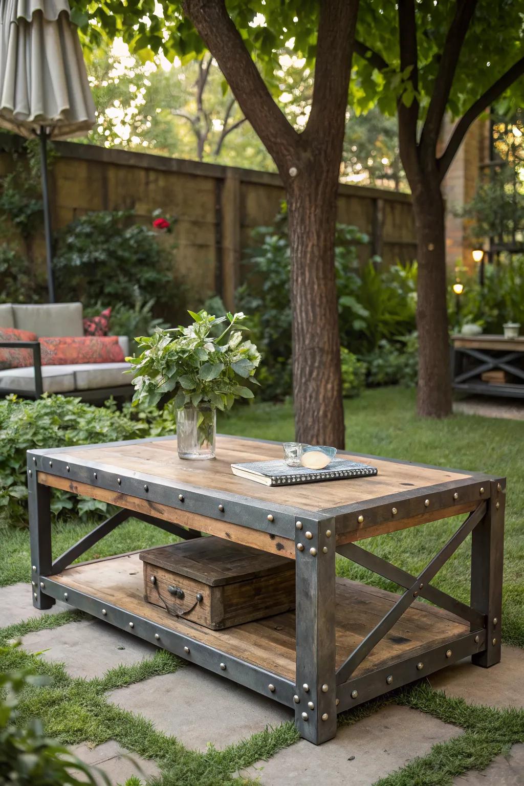 Edgy charm: Industrial style with metal and wood.