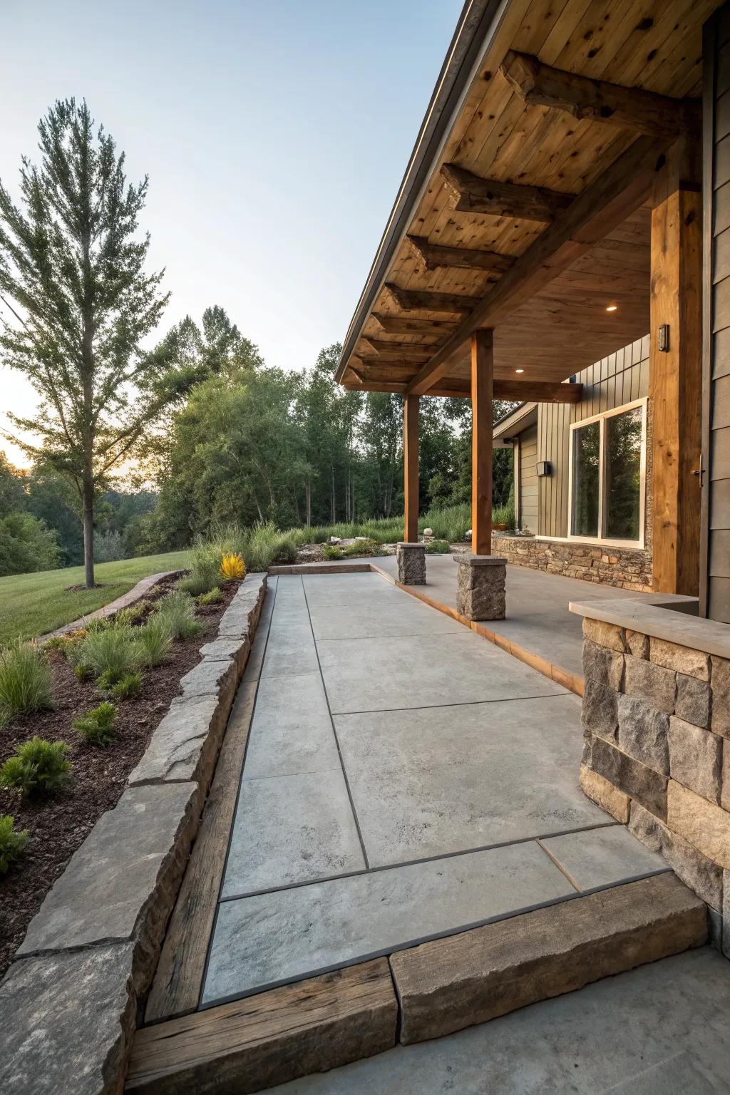 Natural elements blending beautifully with concrete.