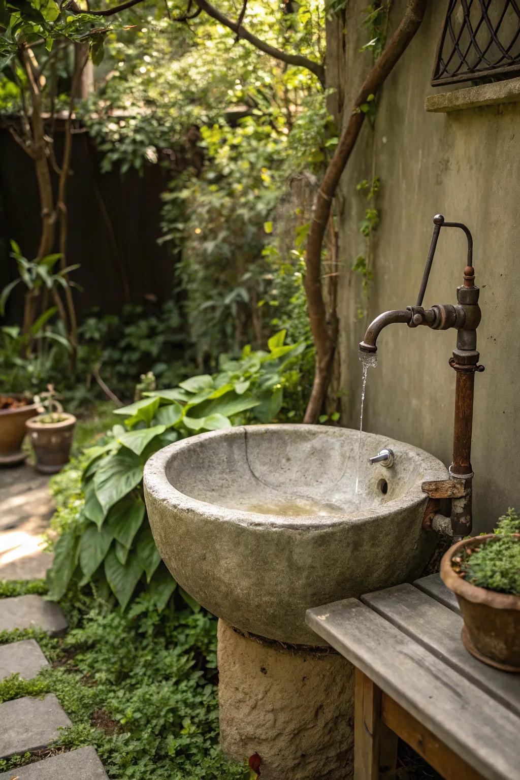 Metal accents complement concrete's modern vibe