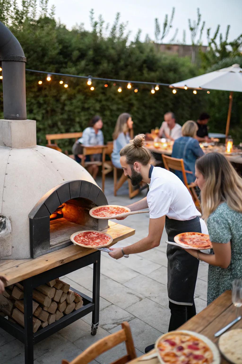 An outdoor pizza oven adds a fun and delicious element to your cookout.