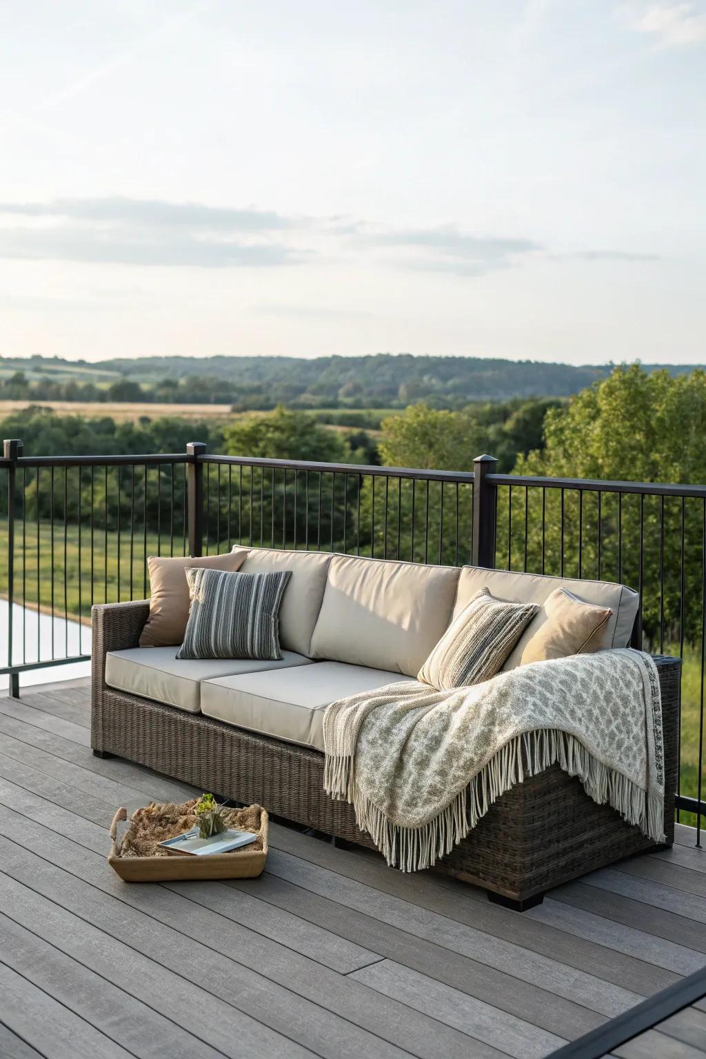 Elevate your outdoor couch for a unique floating effect.