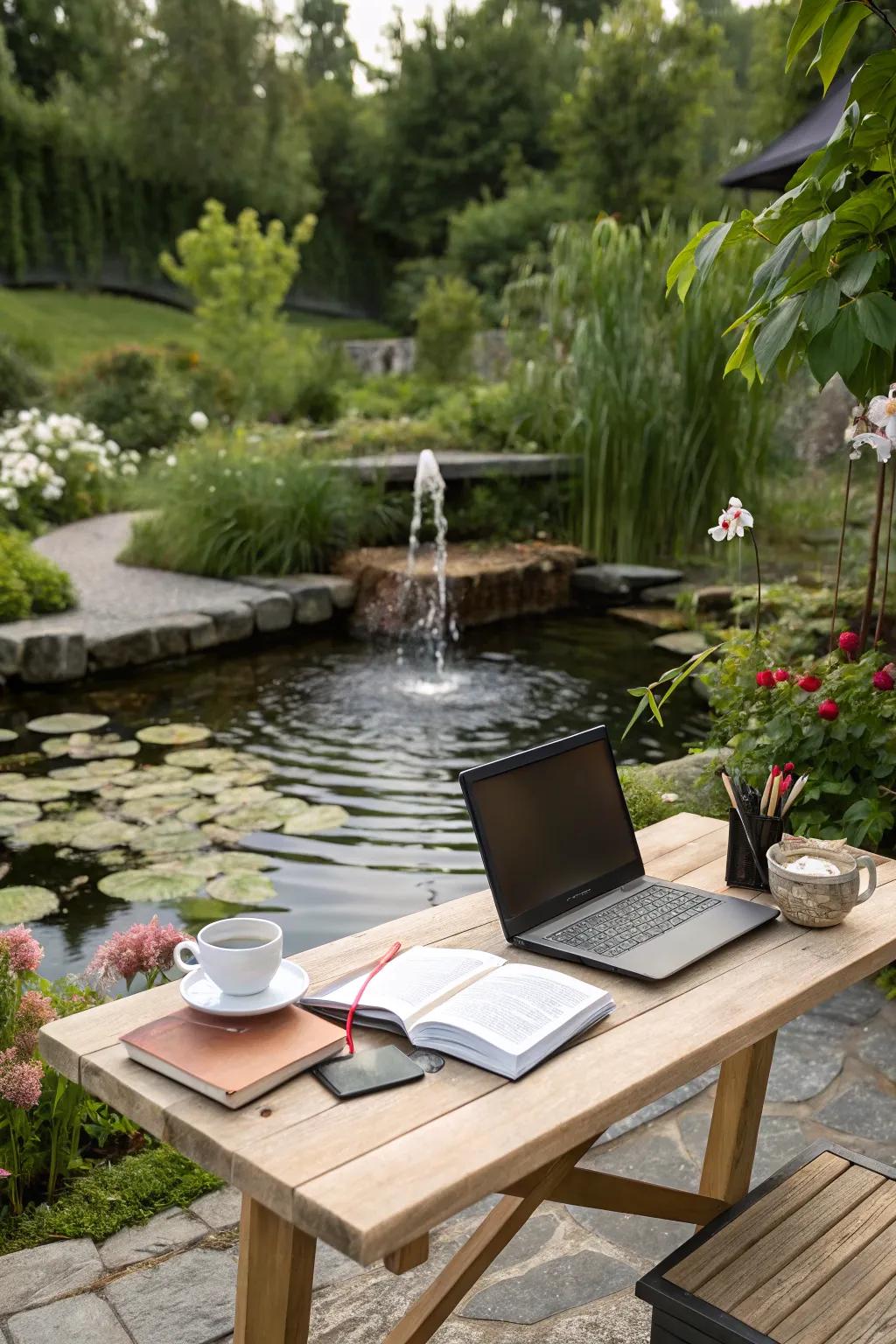 Water features add tranquility to outdoor spaces.