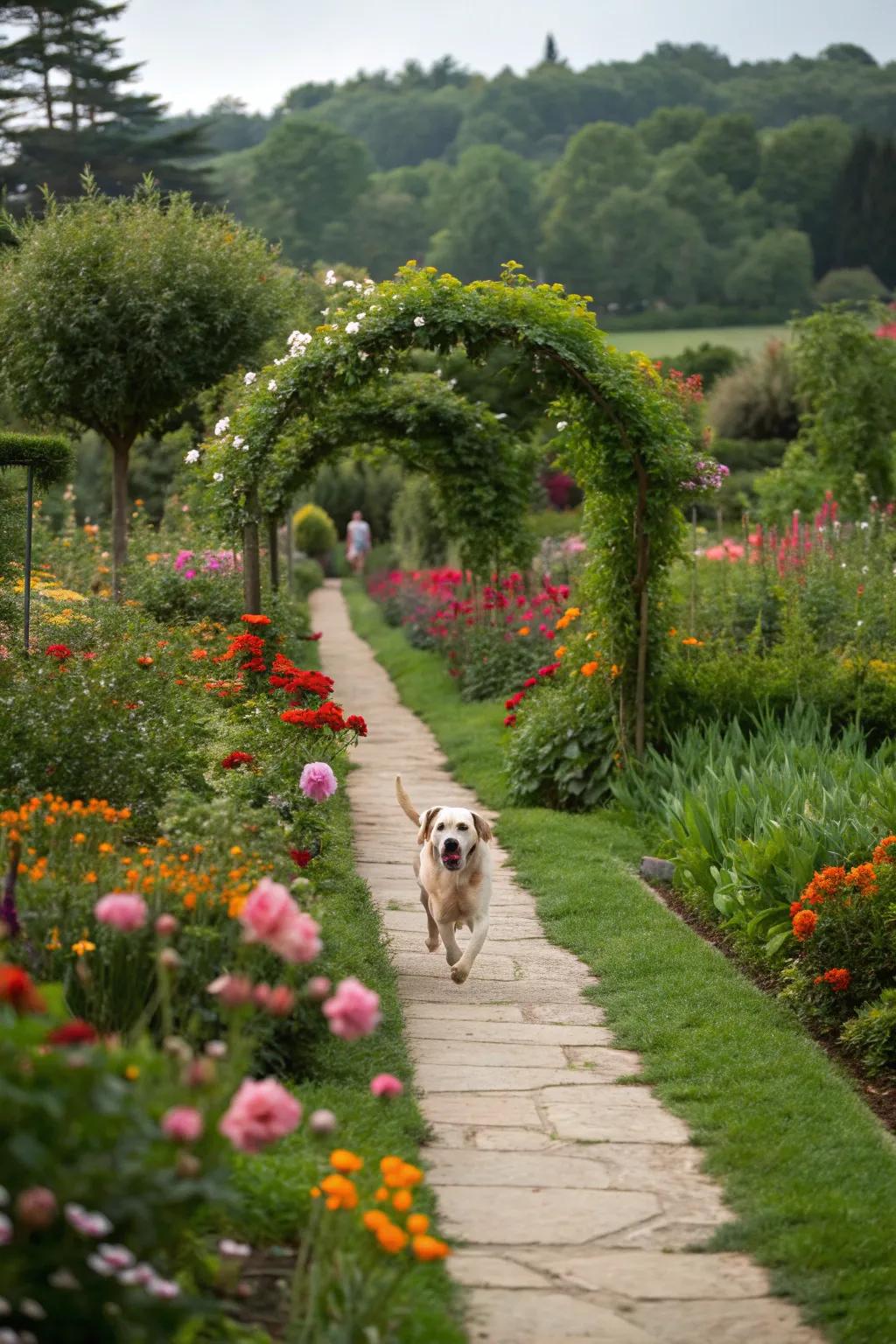 Invisible fencing maintains a clean garden aesthetic.