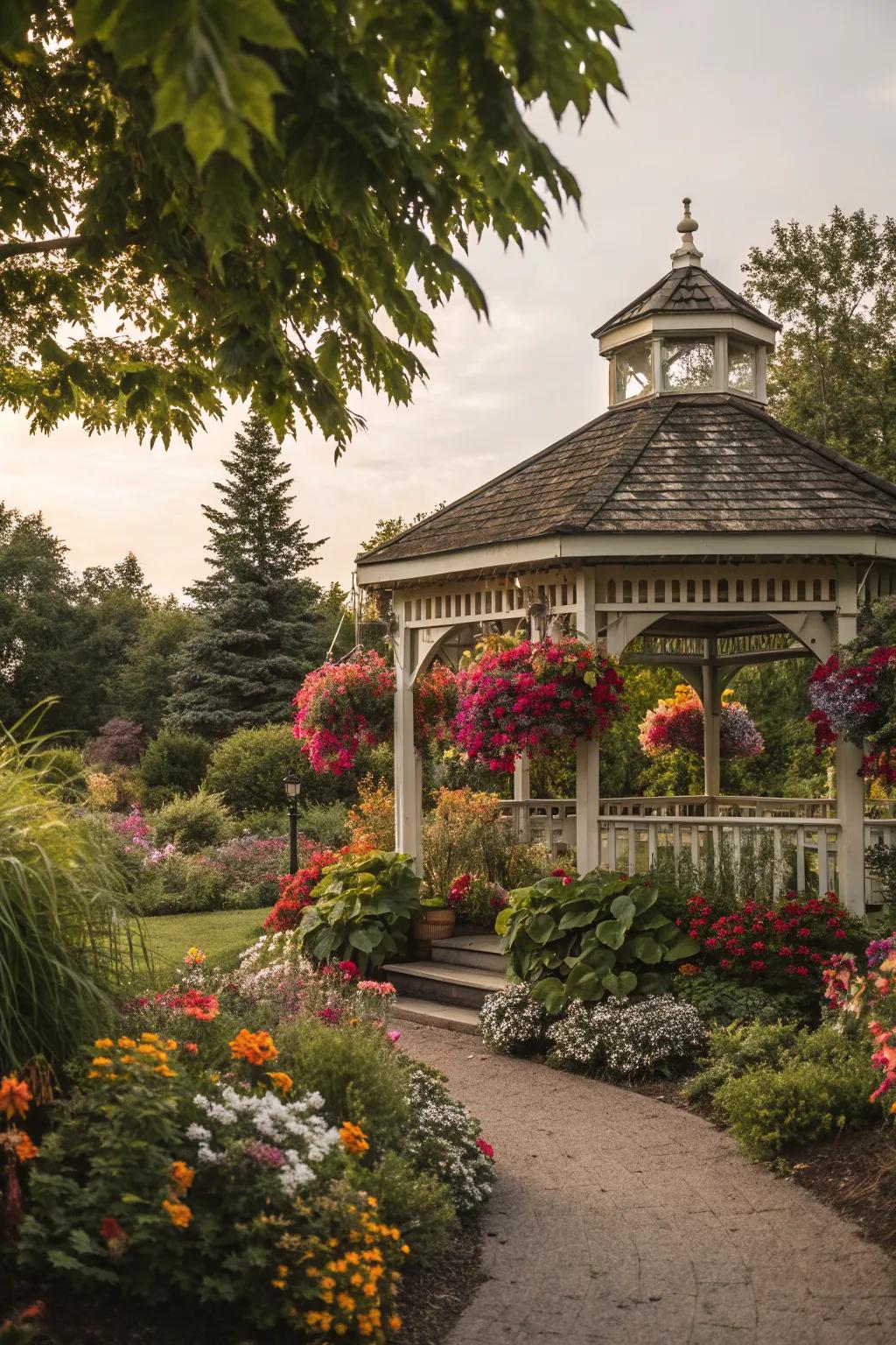 Plants add a touch of nature and vibrancy to your gazebo.