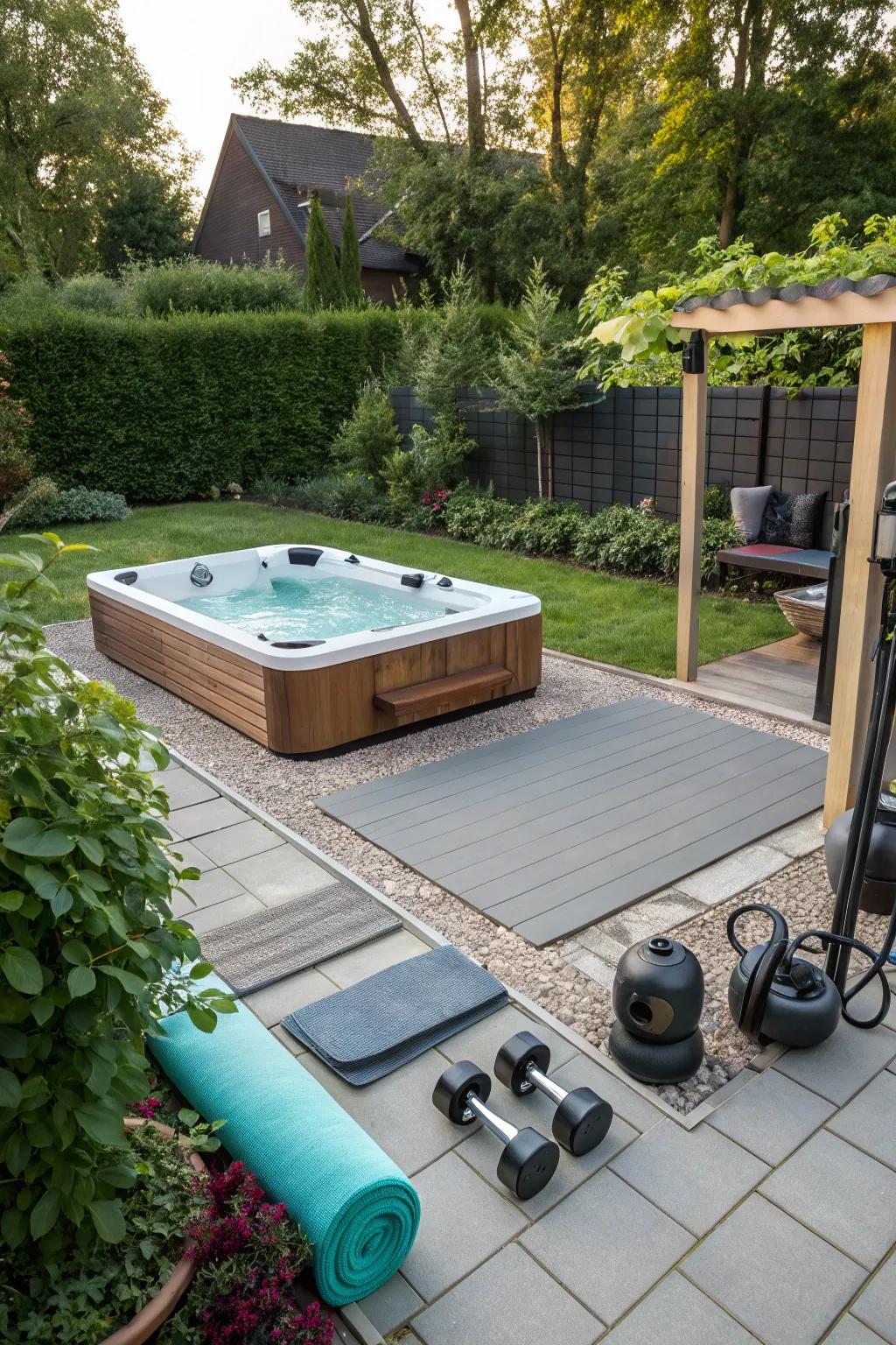 Dive into fitness with a backyard swim spa.