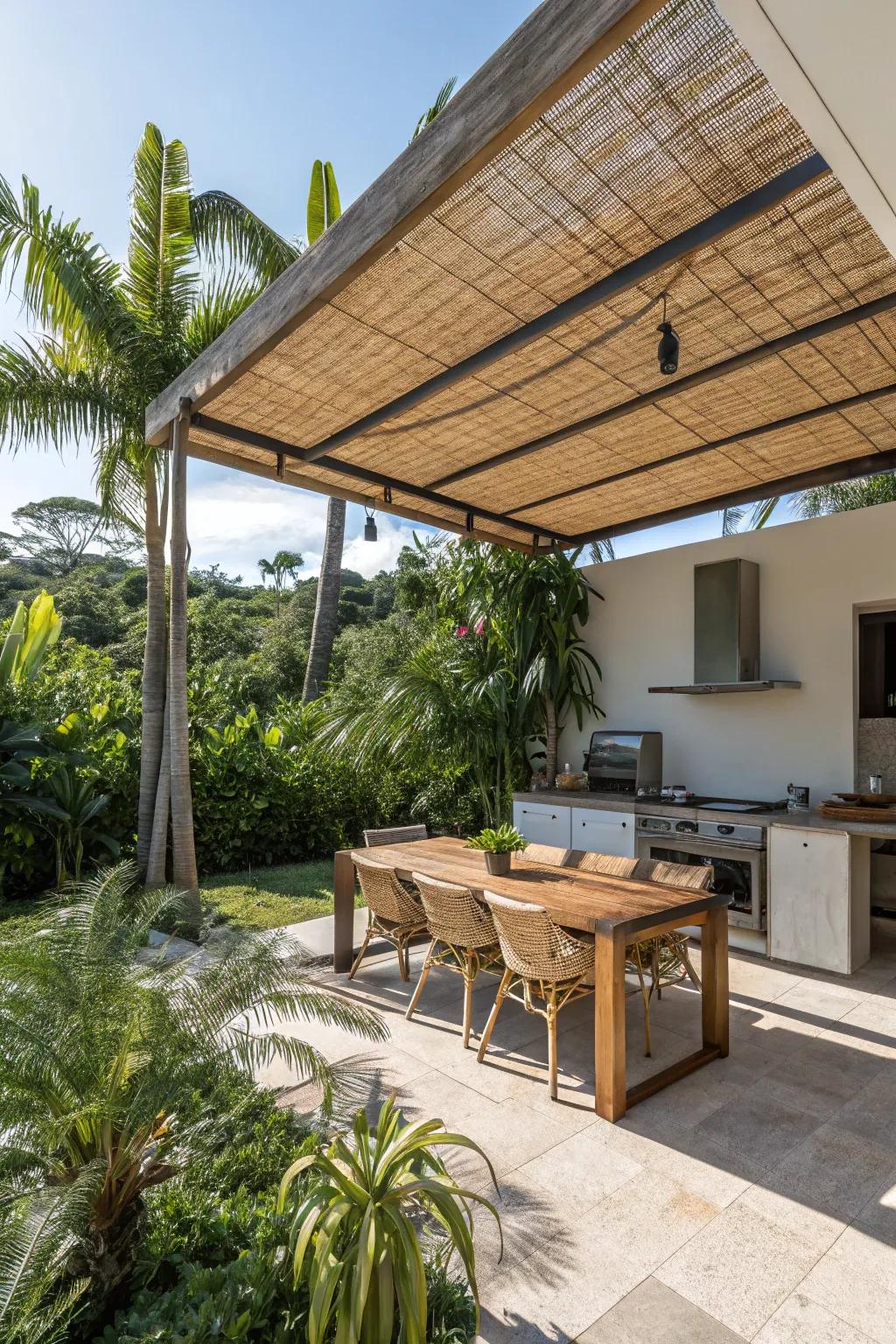 Bring the tropics home with bamboo shade panels.