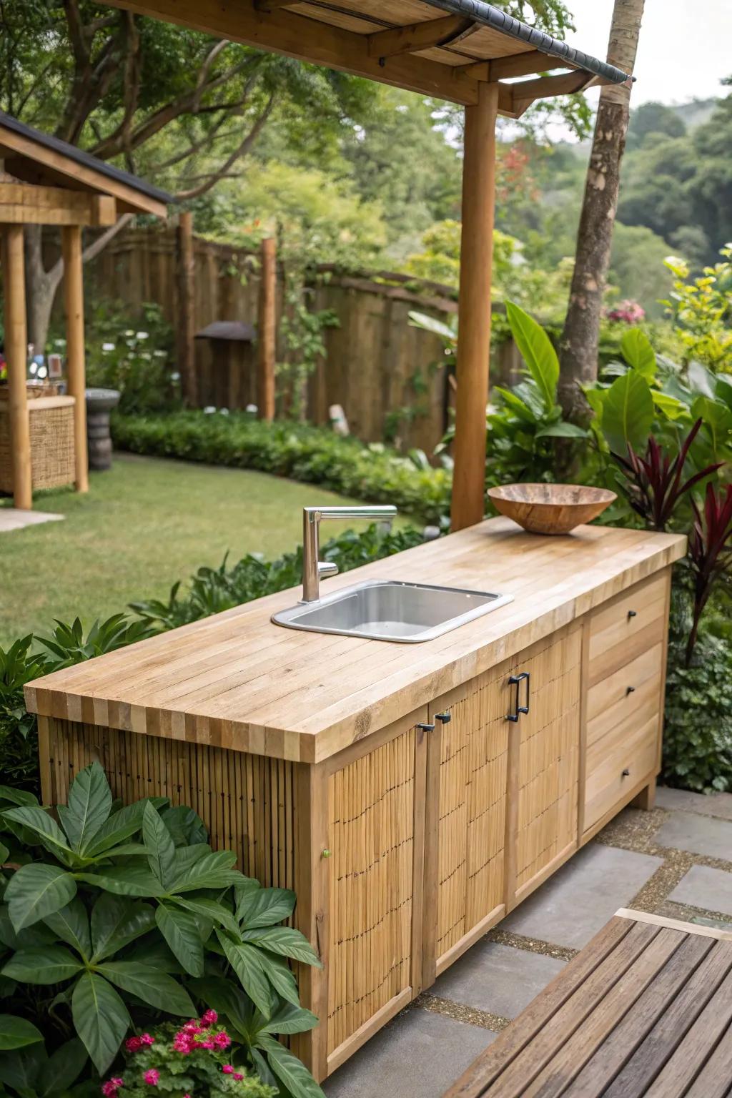 Bamboo: sustainable beauty for your outdoor kitchen.