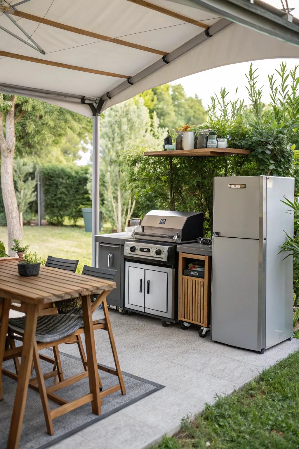 Portable appliances offer flexibility in a small kitchen.