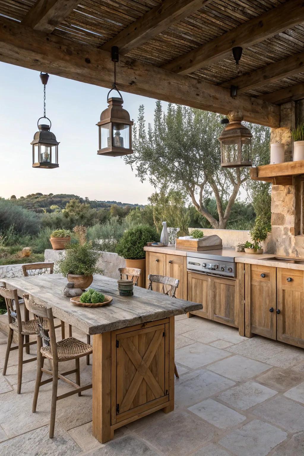 Rustic charm that brings warmth and character to the kitchen.