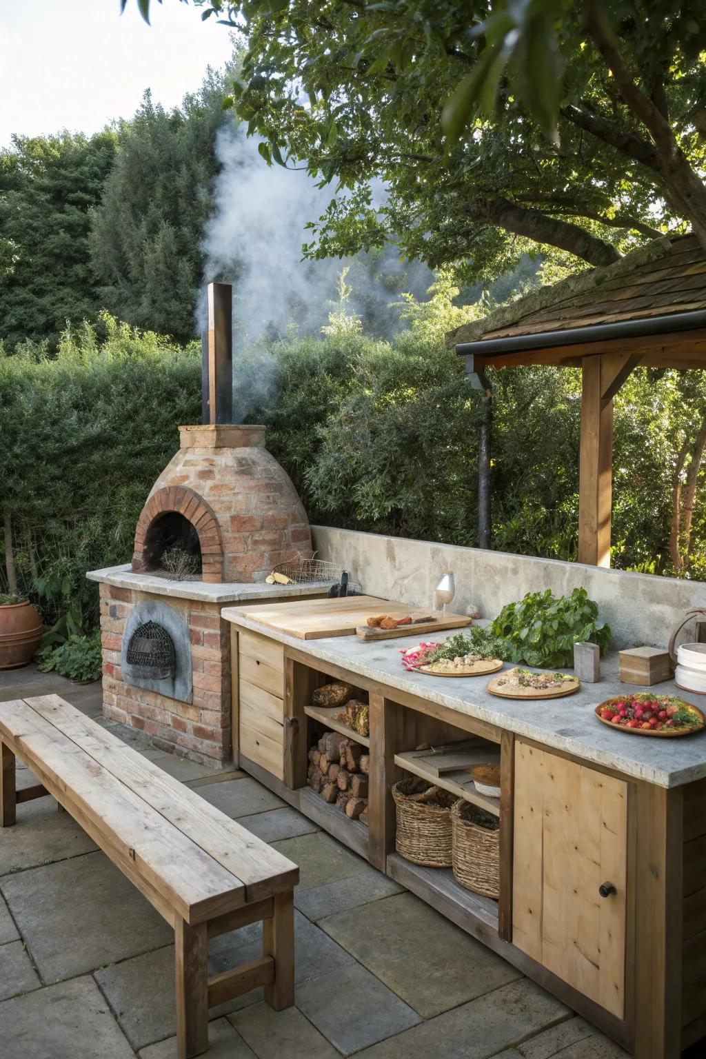A wood-fired pizza oven for culinary adventures.