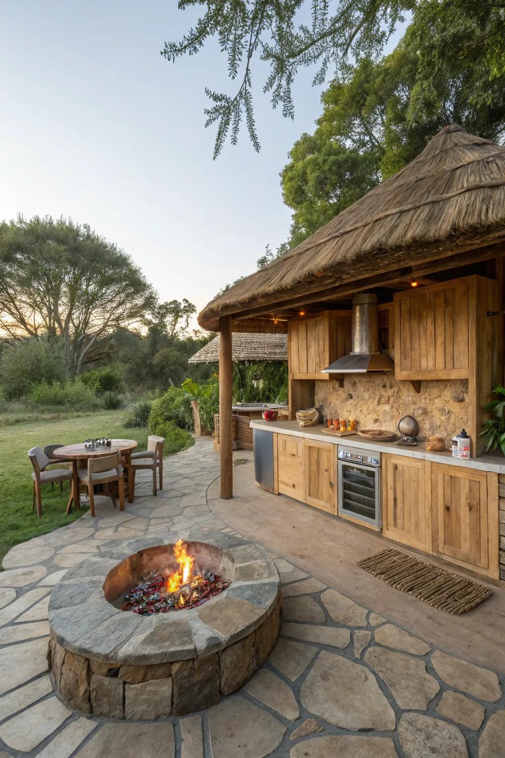 Sustainable materials offer both beauty and durability in this eco-friendly setup.