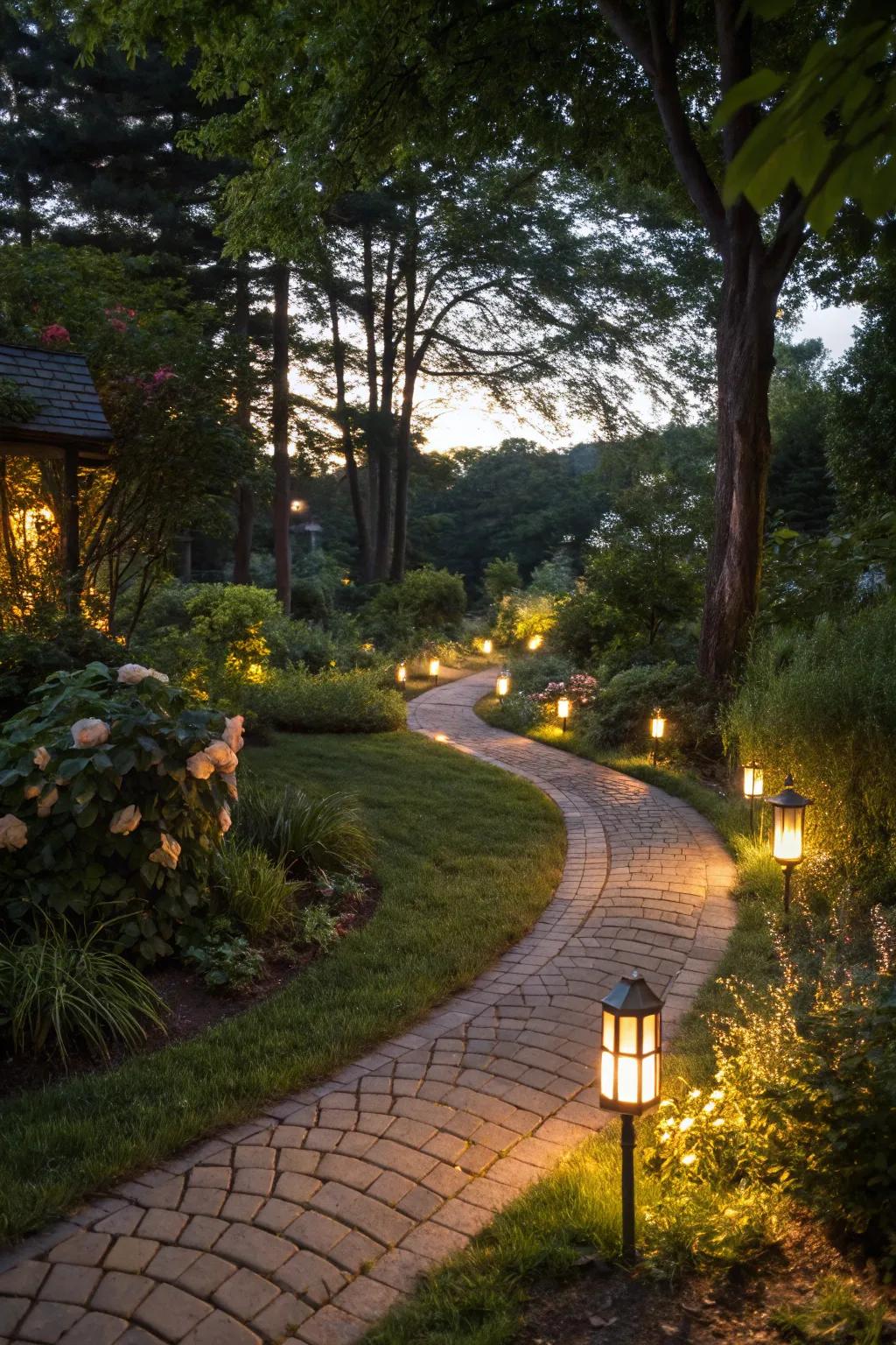 Solar lights provide safe and elegant walkways.