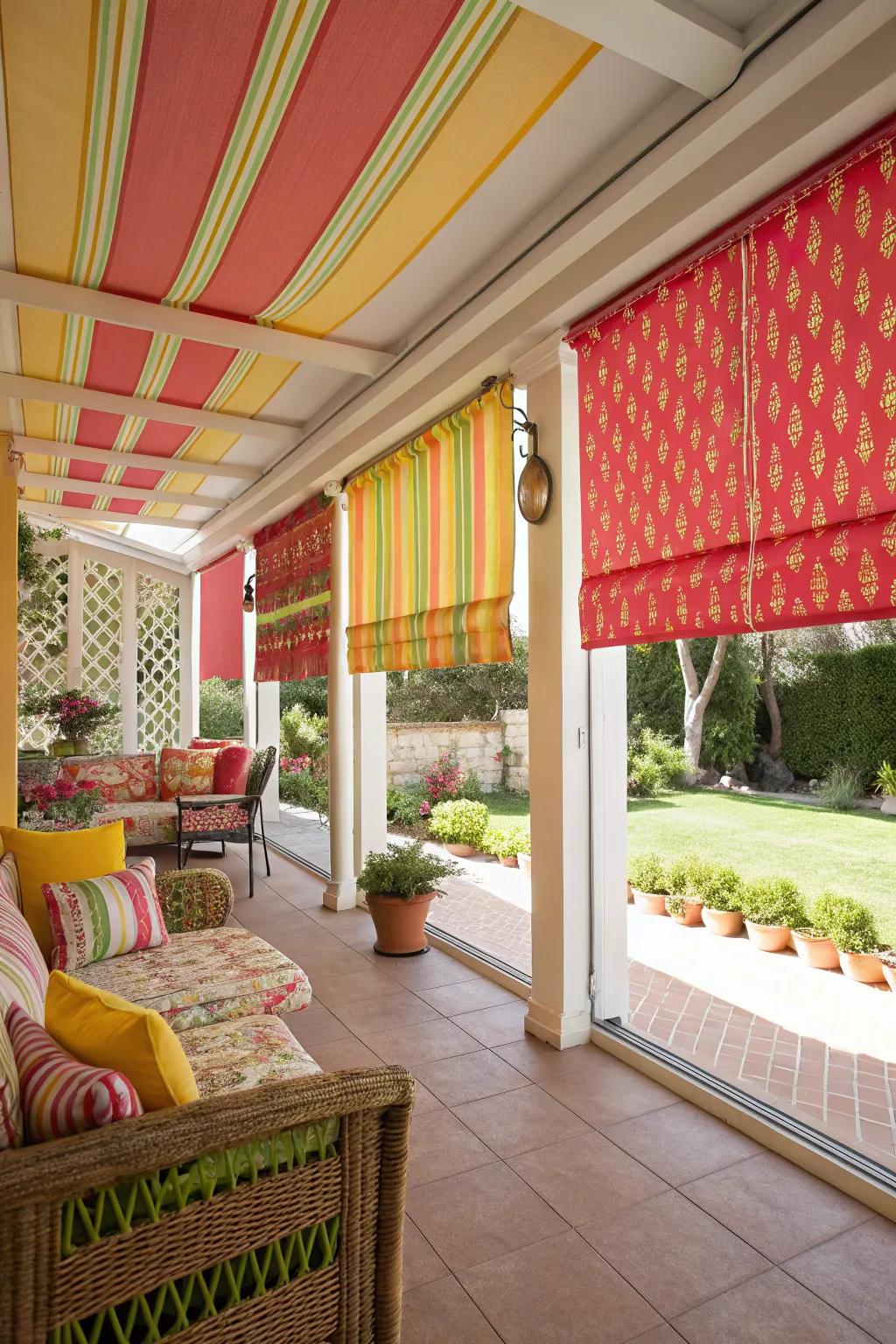 Bright blinds bring color and life to any patio.