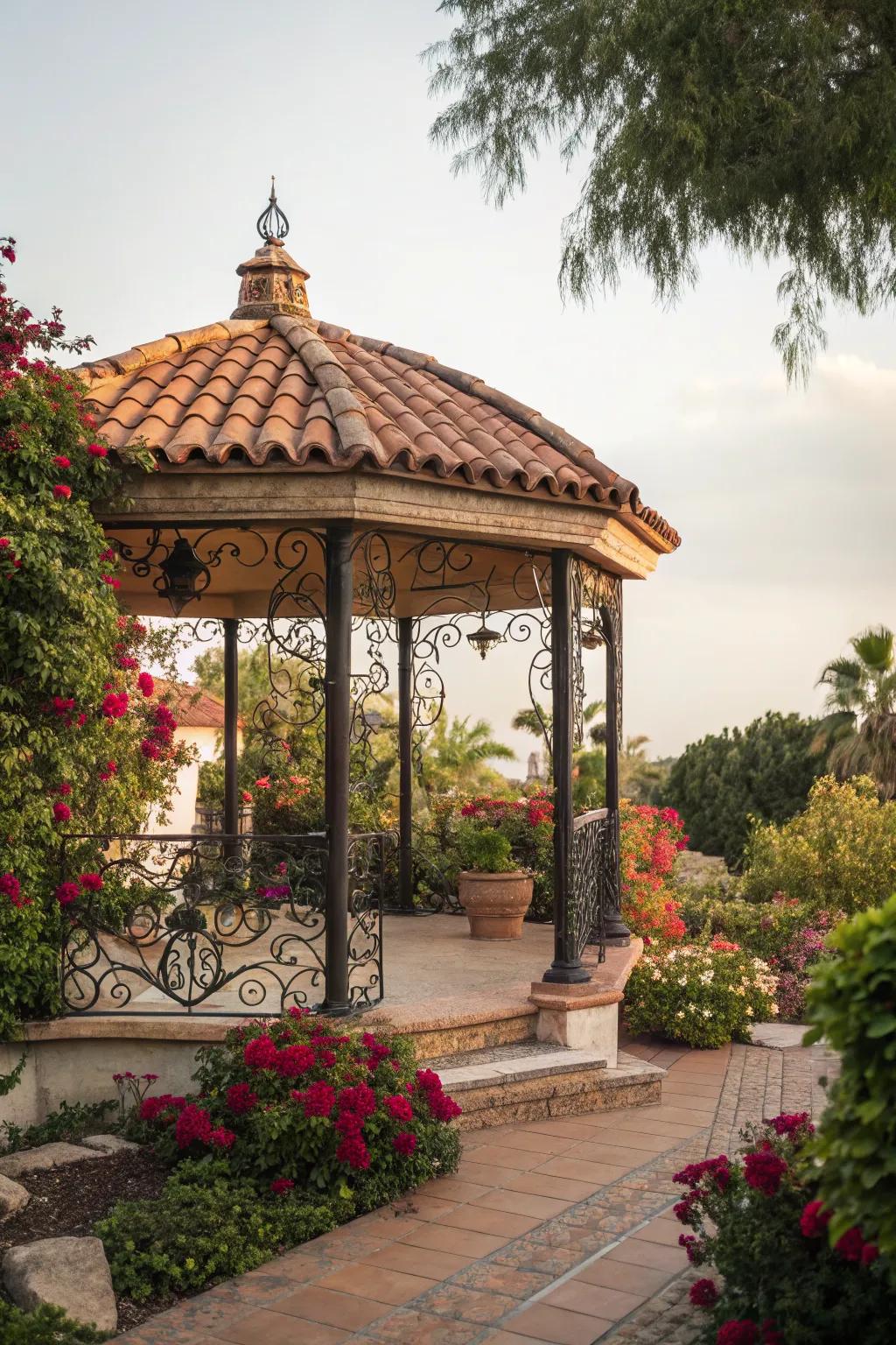 Bring a touch of the Mediterranean to your garden with this gazebo.