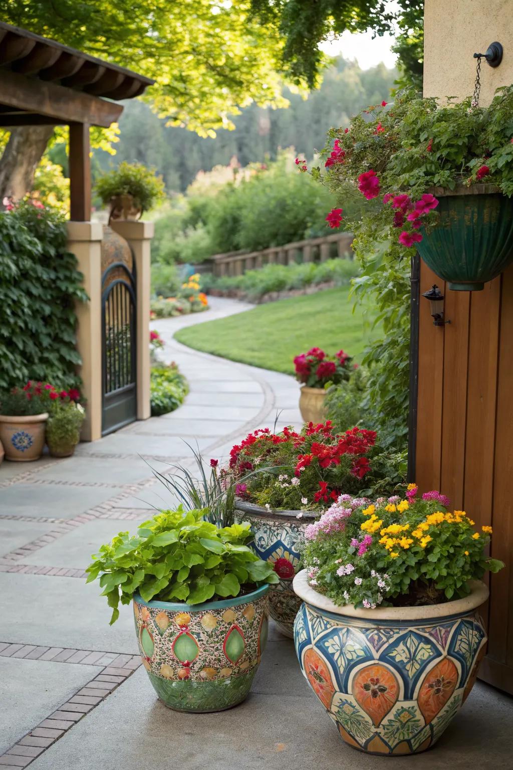 Planters bring life and color to your patio design.