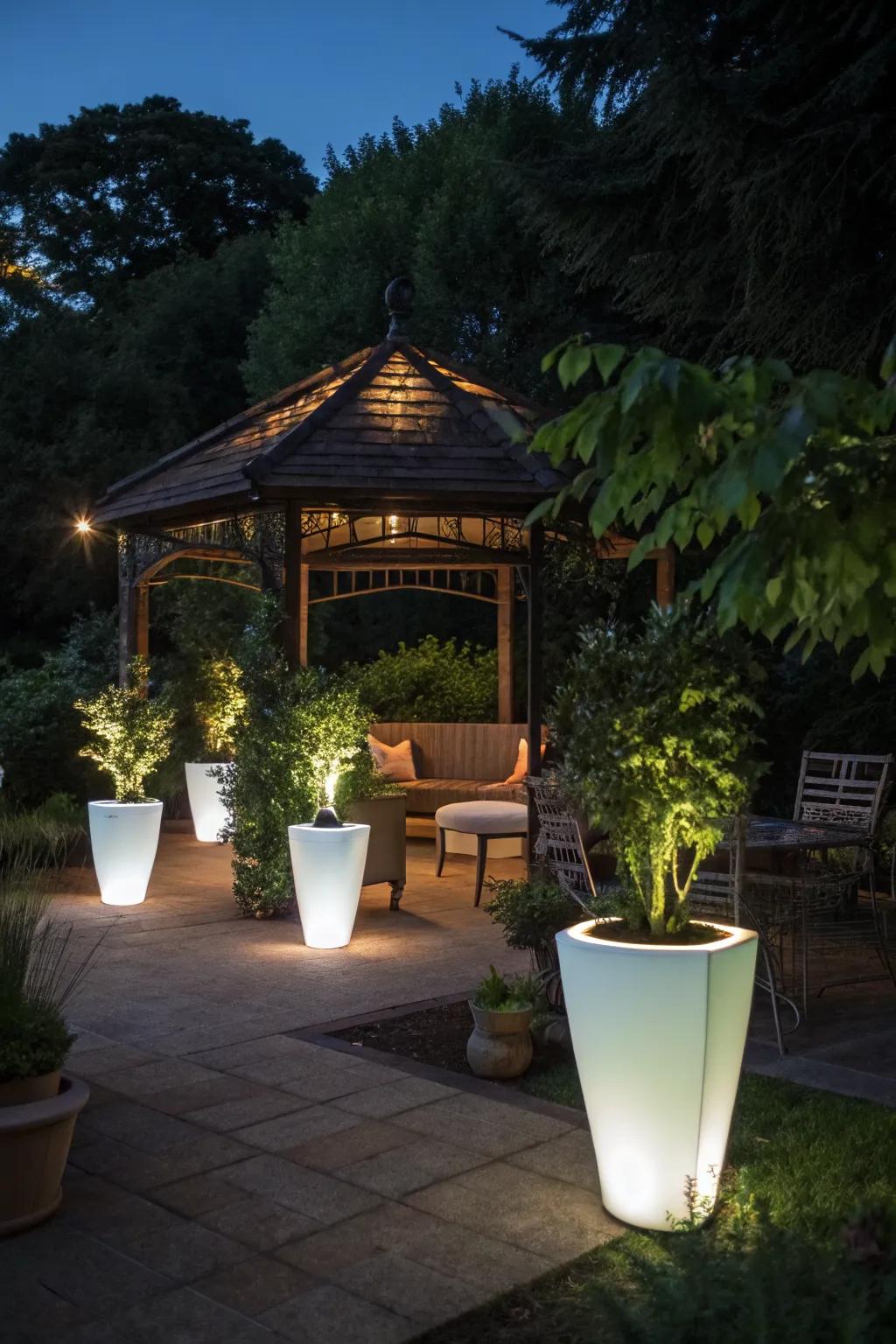 Unexpected lighting fixtures add a surprising element to your pavilion.