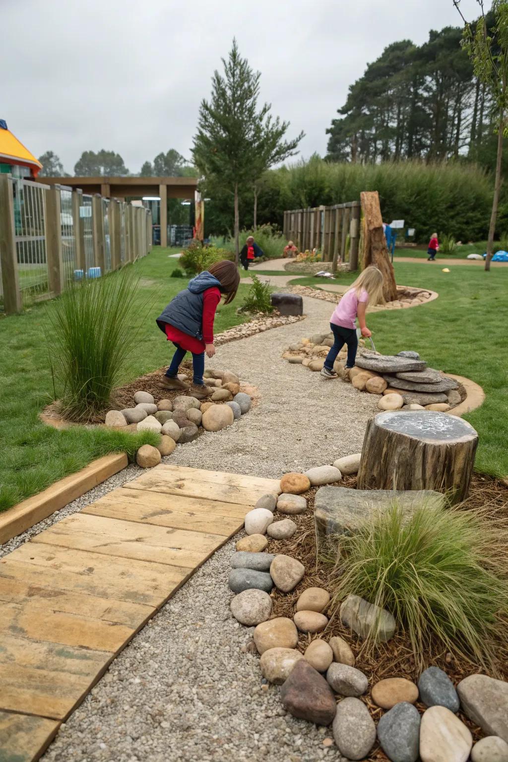 A sensory path with diverse textures for exploration and play.