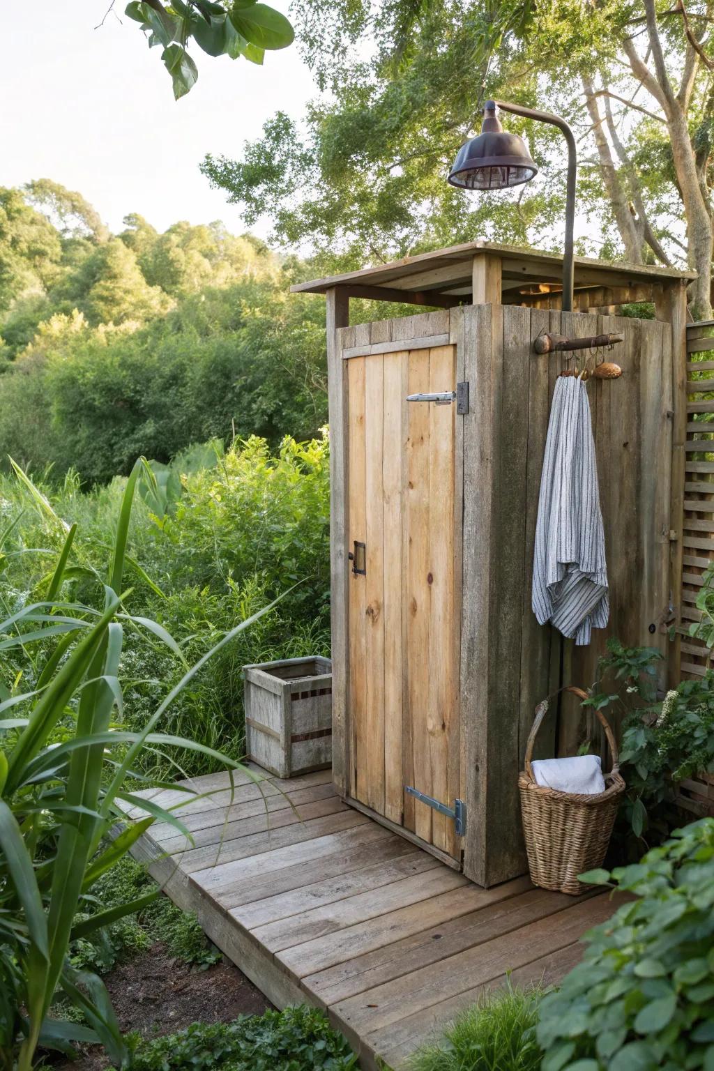 Reclaimed materials add unique character to your shower space.