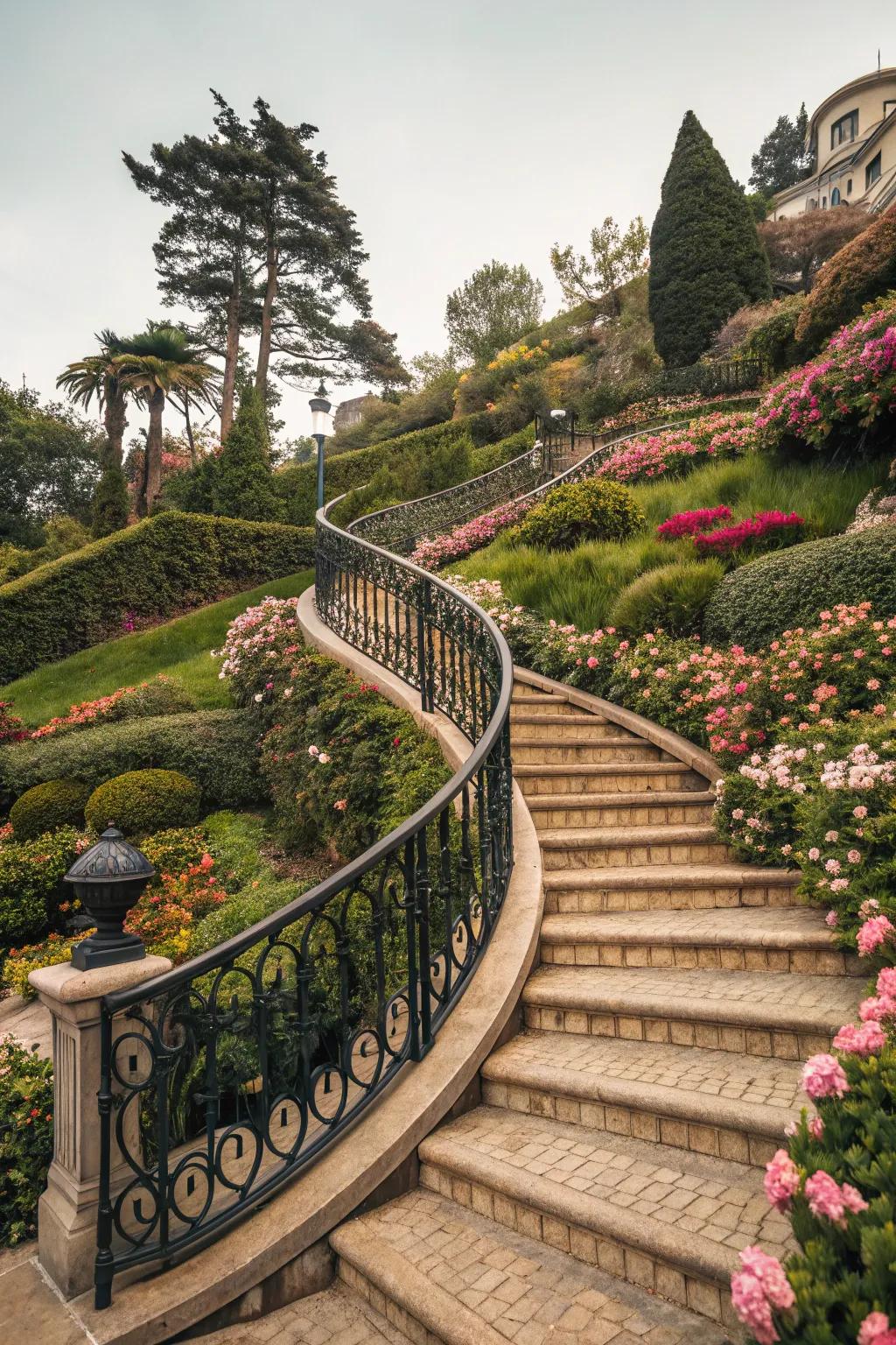 Ornate vintage railings add a storybook charm to gardens.