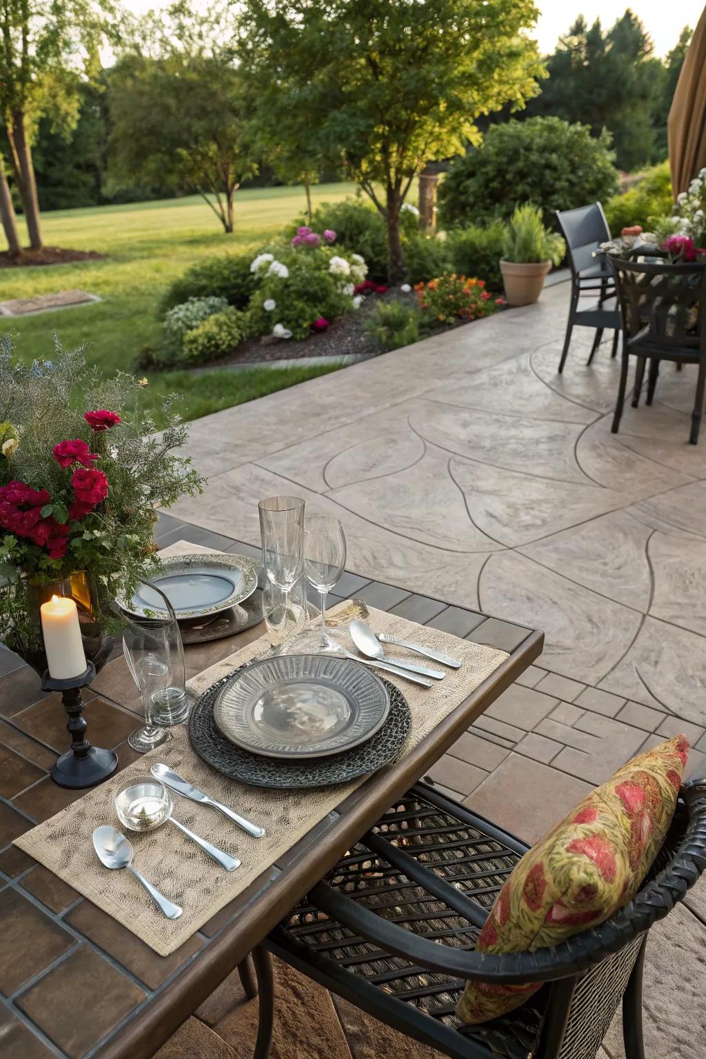 Create a charming dining area on your patio.