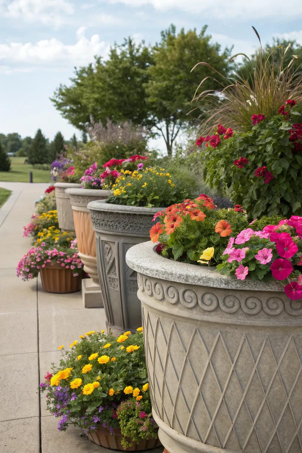 Add greenery with durable planters.
