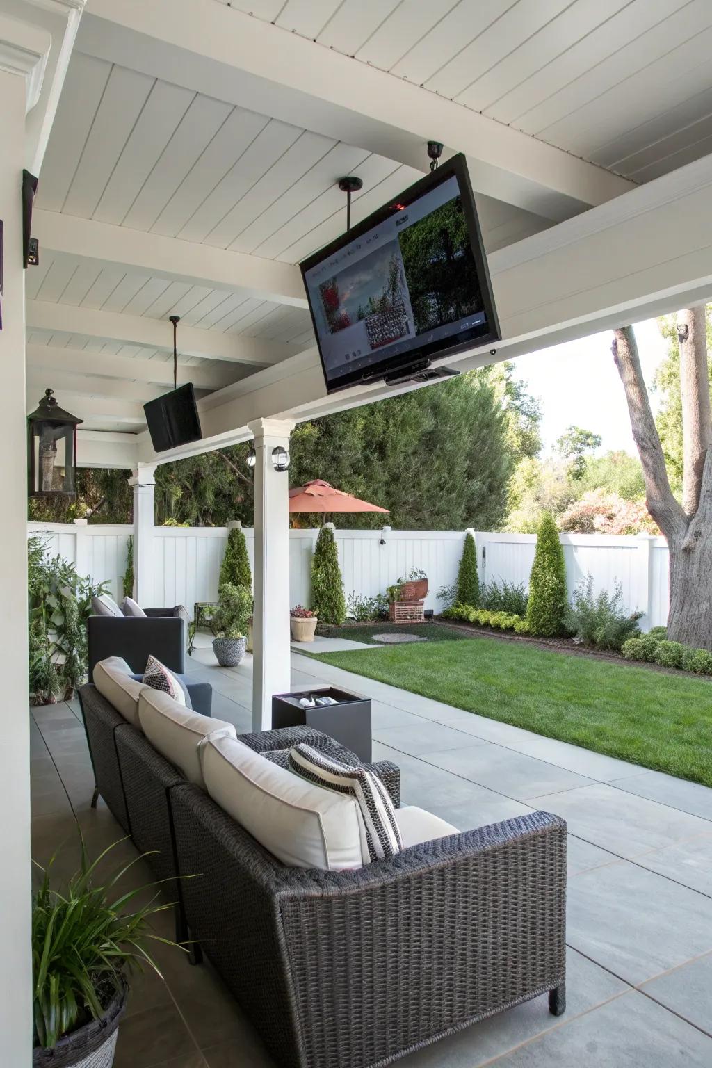 Ceiling mounts provide a sleek, modern TV setup for open spaces.