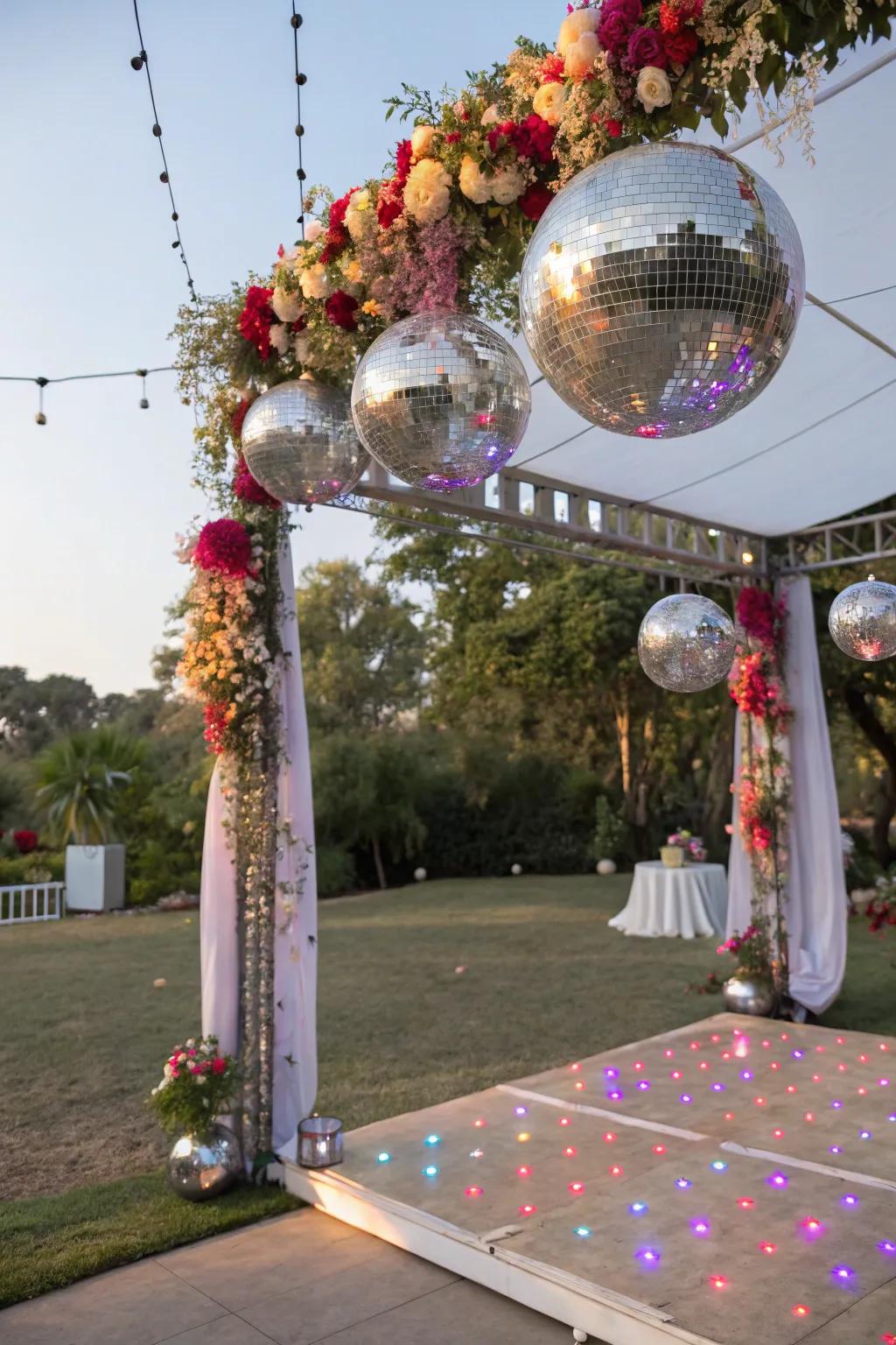 Disco balls add a touch of glam and sparkle to your wedding photo booth.