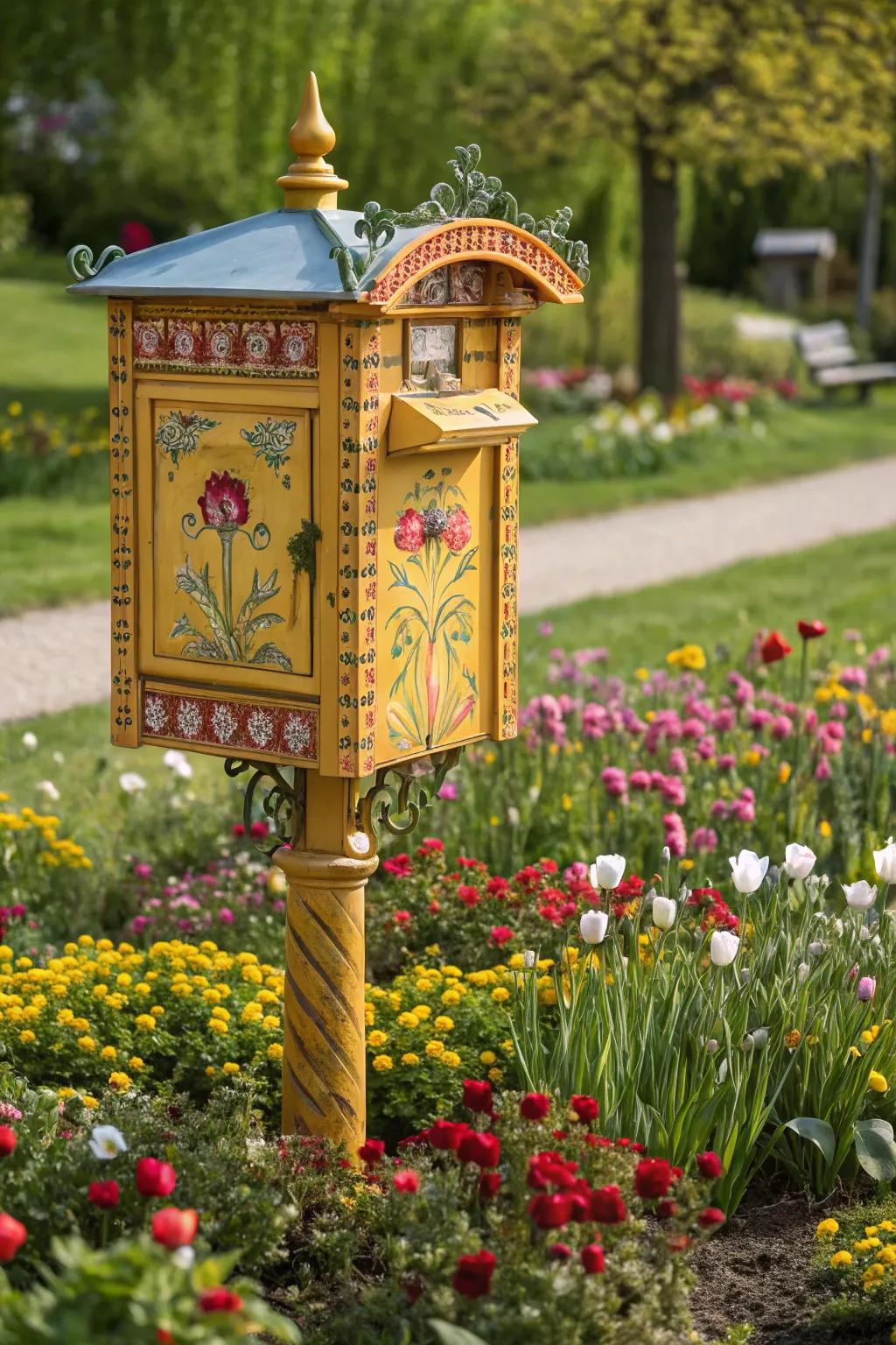 An artistic mailbox that adds personality to any home.