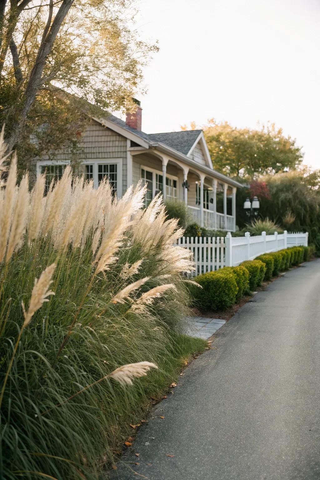 Pampas grass adds curb appeal when lining driveways.