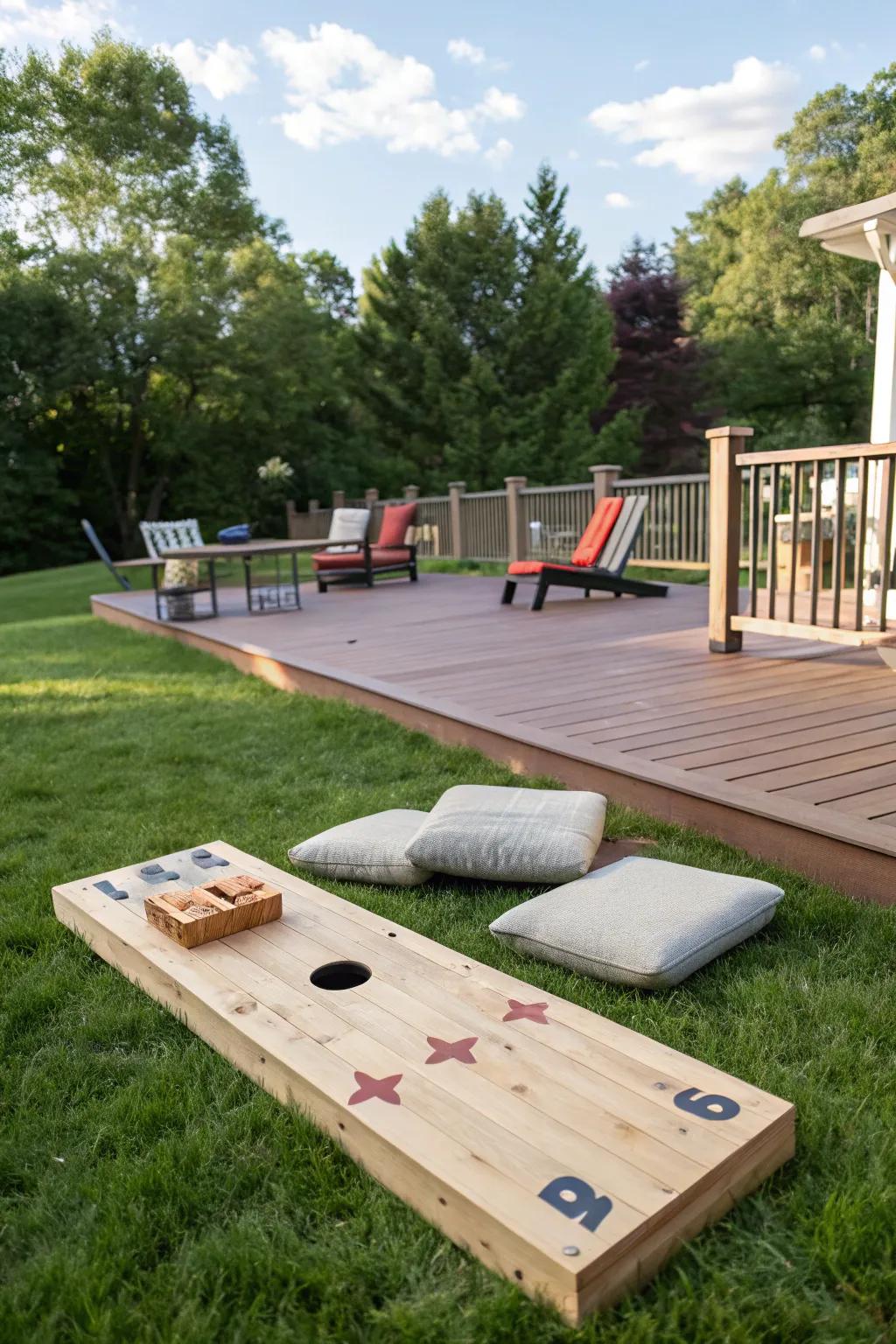 Game areas add a fun element to your deck parties.