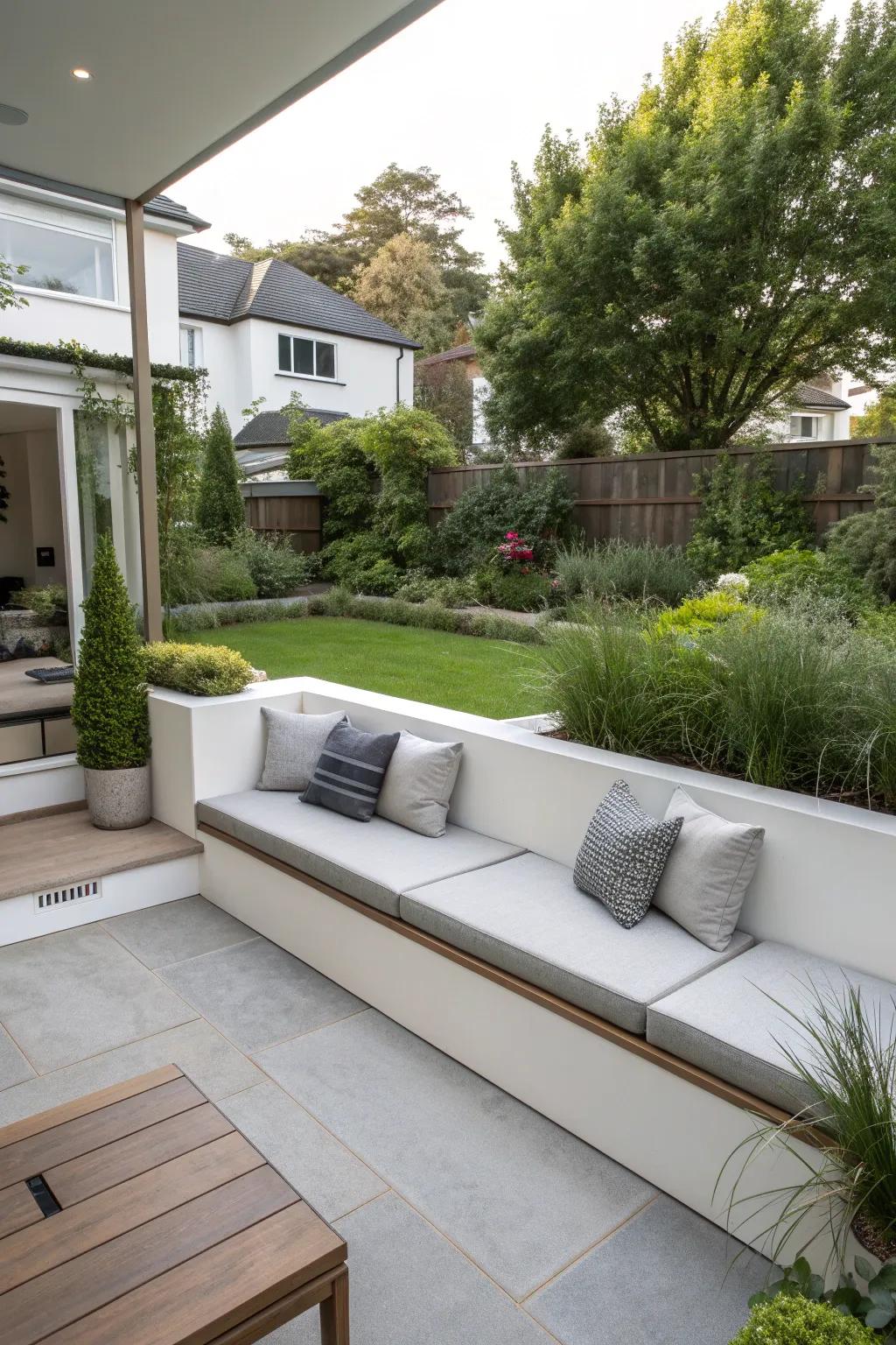 Blend comfort and practicality with built-in seating that doubles as cushion storage.