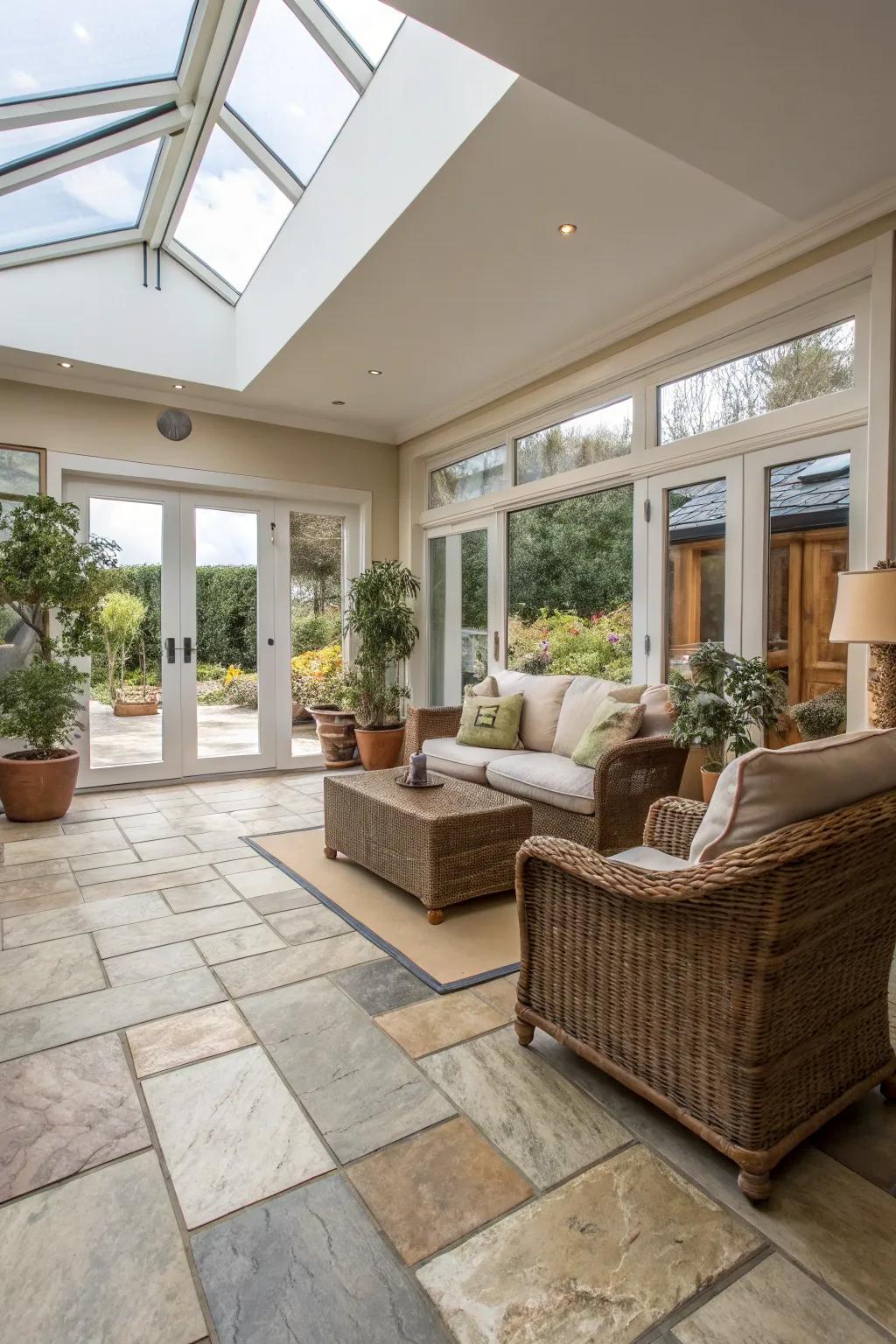 Seamless transitions between indoor and outdoor spaces enhance continuity.