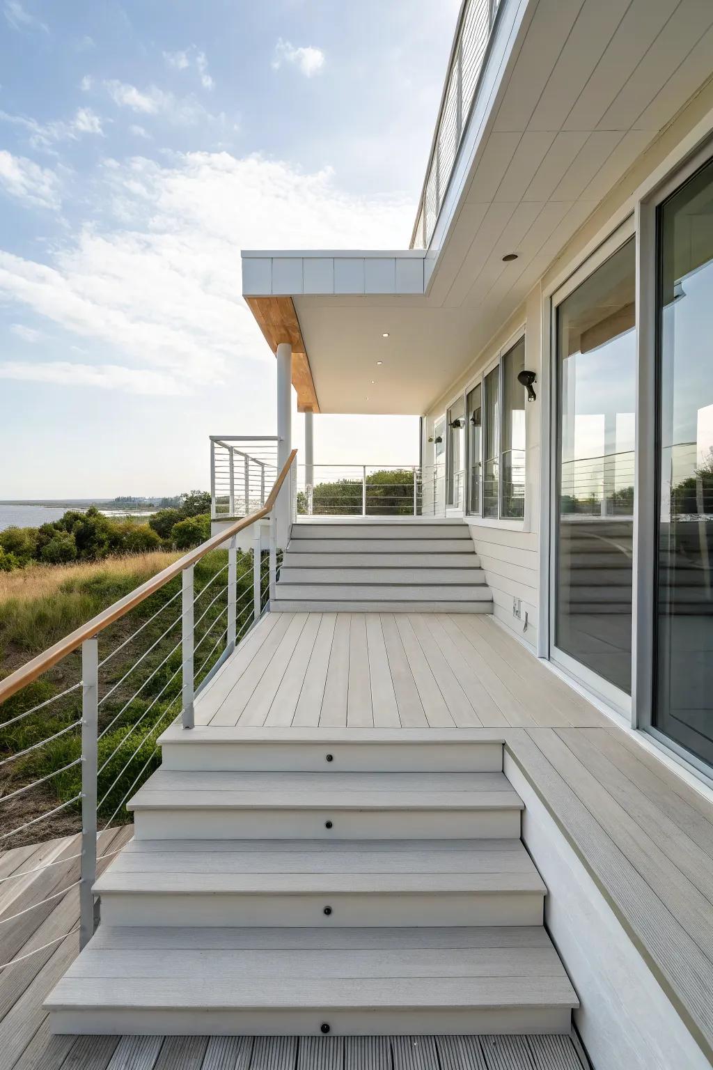 Open riser steps create a contemporary and open feel.