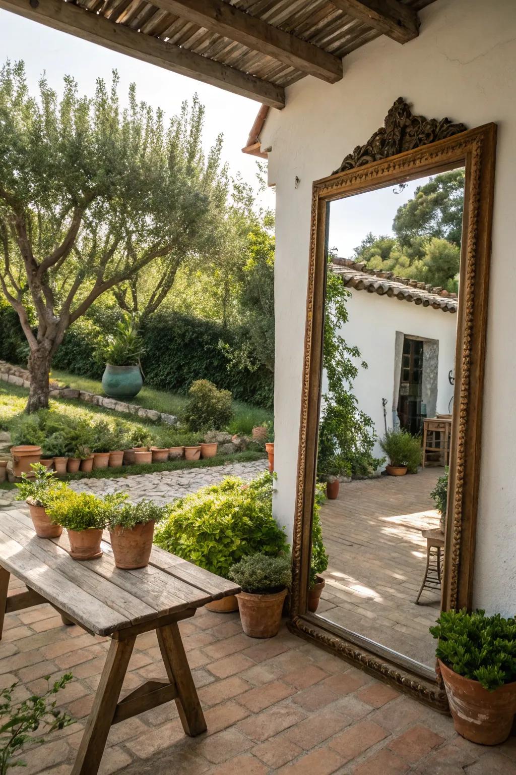 Mirrors can expand the perceived space of your patio.