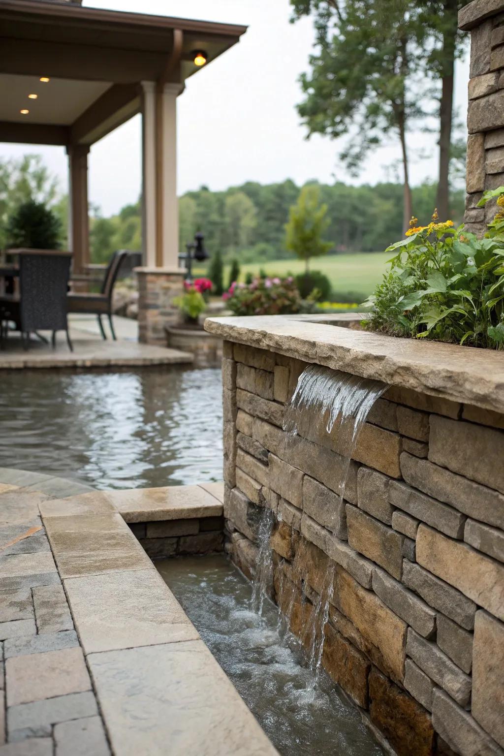 A water feature adds tranquility and elegance to your patio.