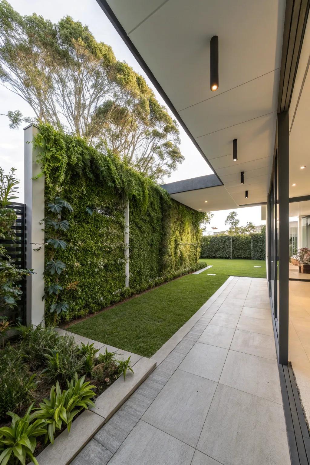 A vertical garden wall for a modern green touch.
