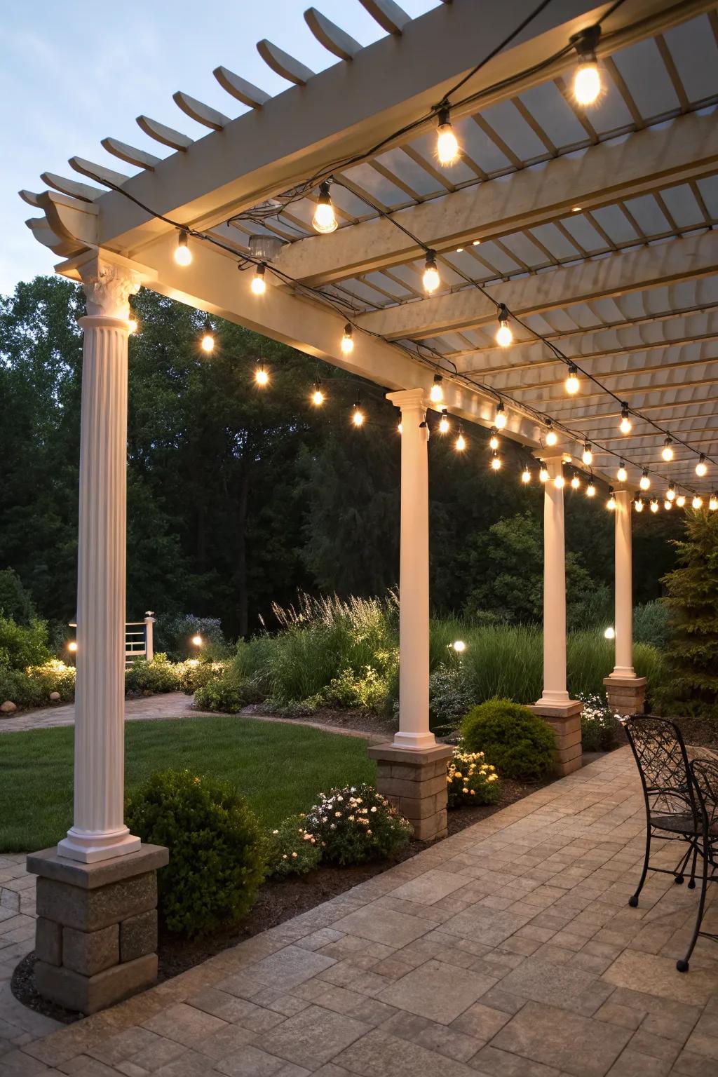 Enhance your pergola with extended light poles.