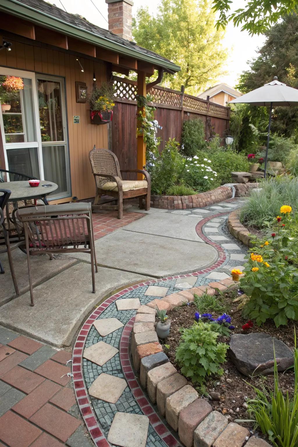 Make an eco-friendly statement with recycled material edging.