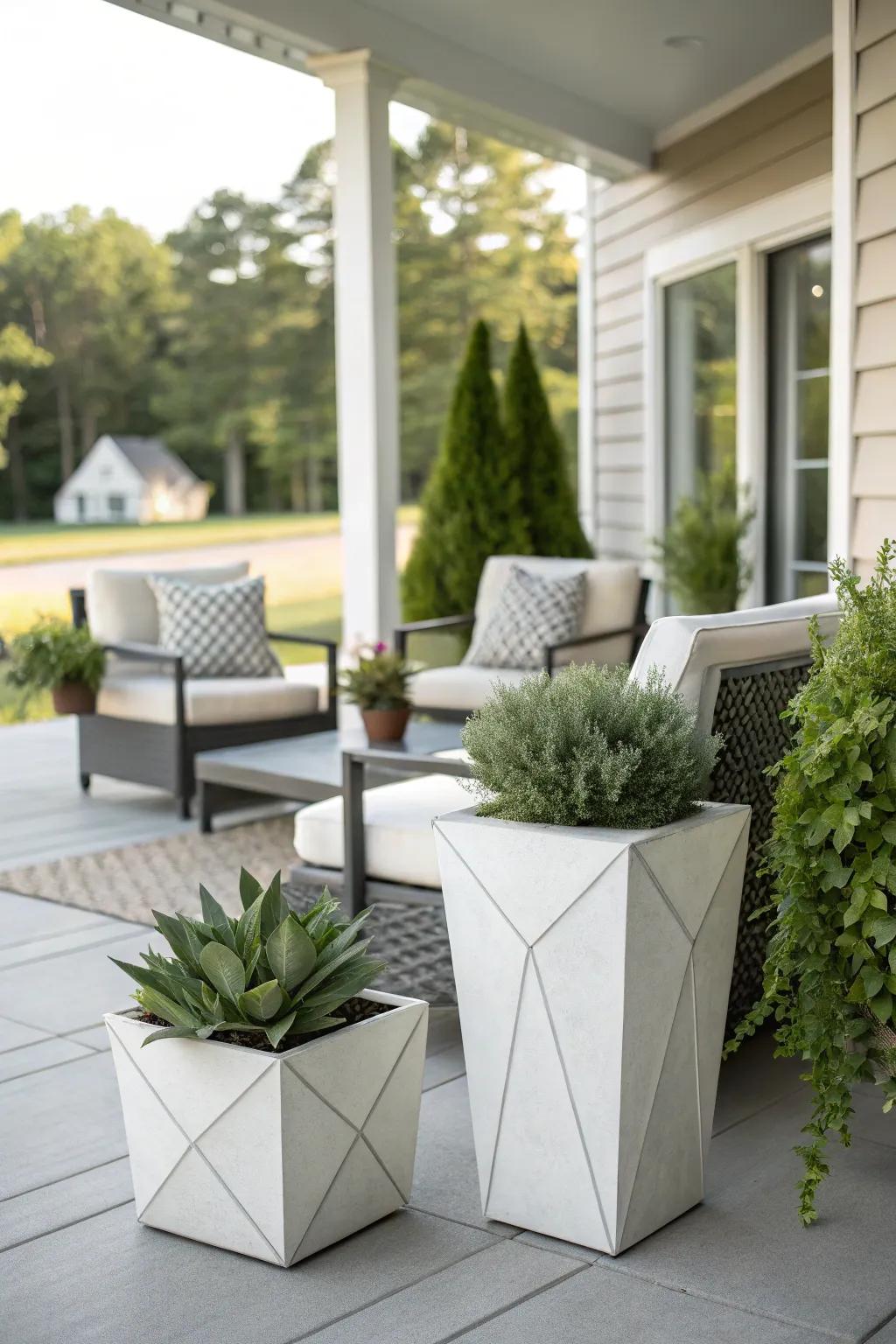 Modern decor creates a sleek and stylish patio.