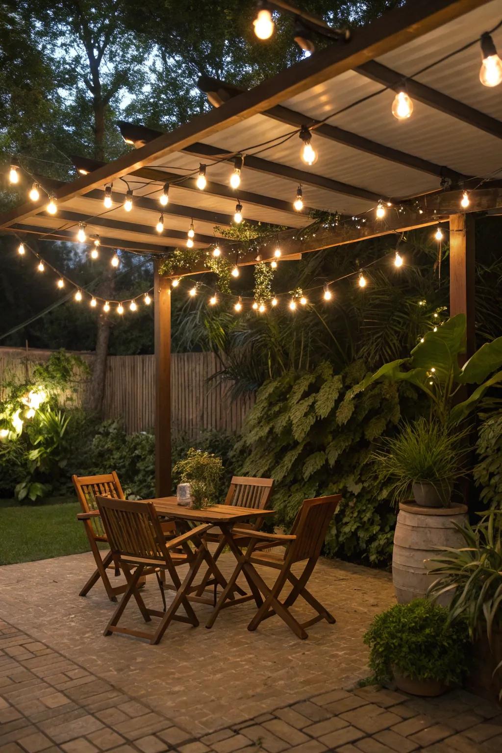 String lights create a magical ambiance on your patio.