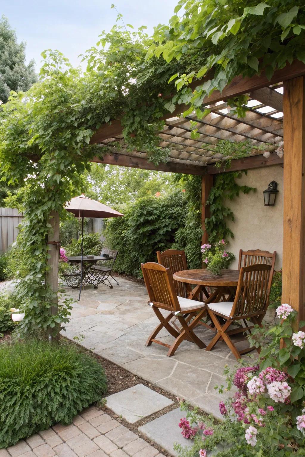 A plant trellis offers a natural and creative shading solution.