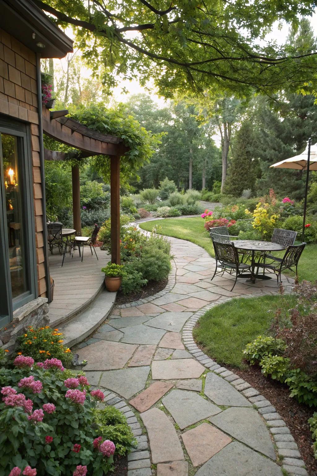 Pathways guide exploration and connect garden spaces.