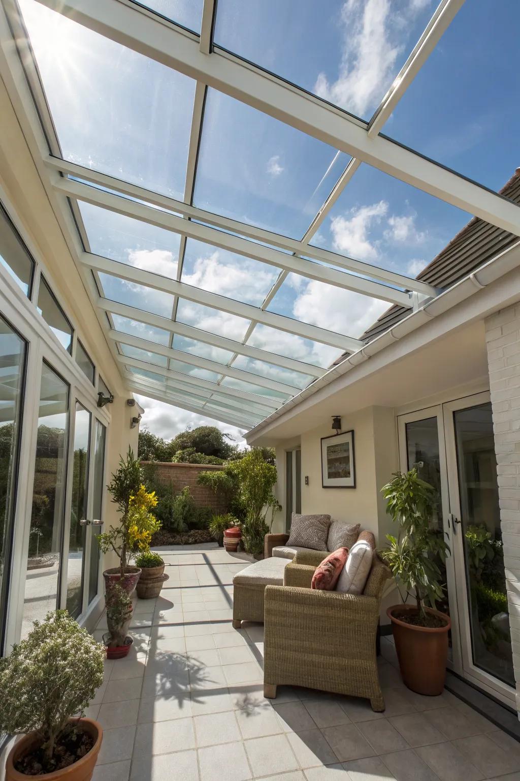 Glass covers provide open views and elegant protection.